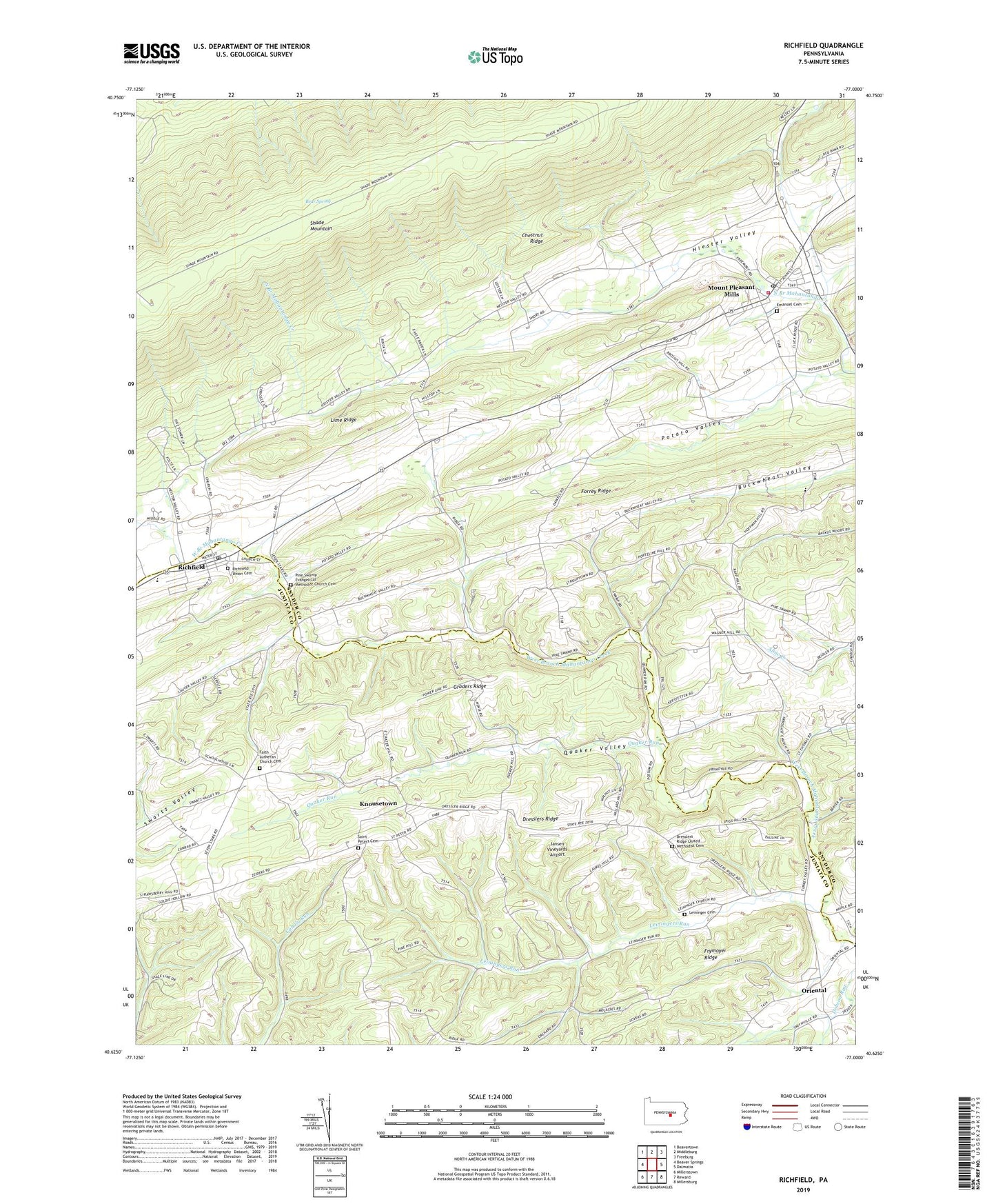 Richfield Pennsylvania US Topo Map Image