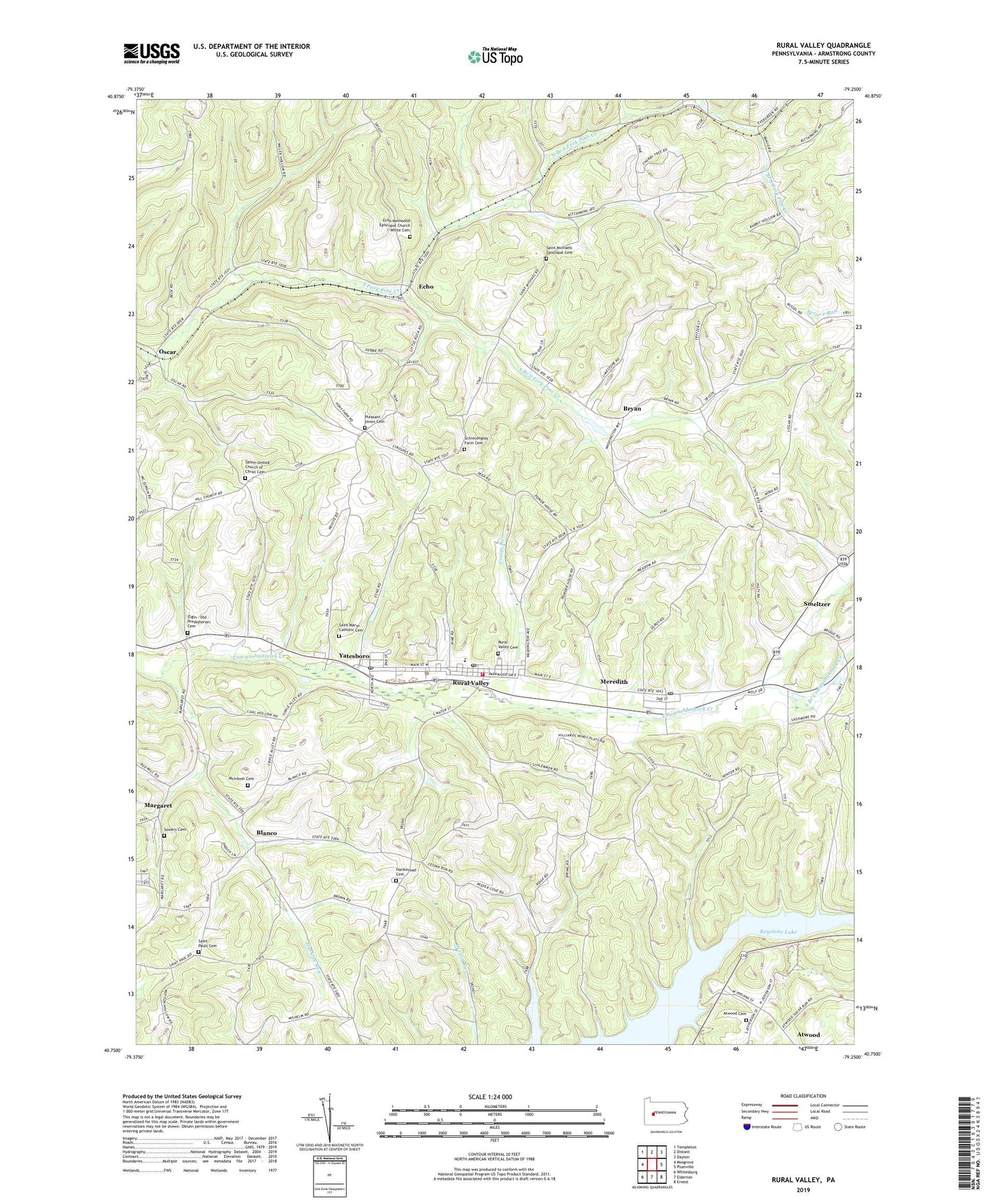 Rural Valley Pennsylvania US Topo Map Image