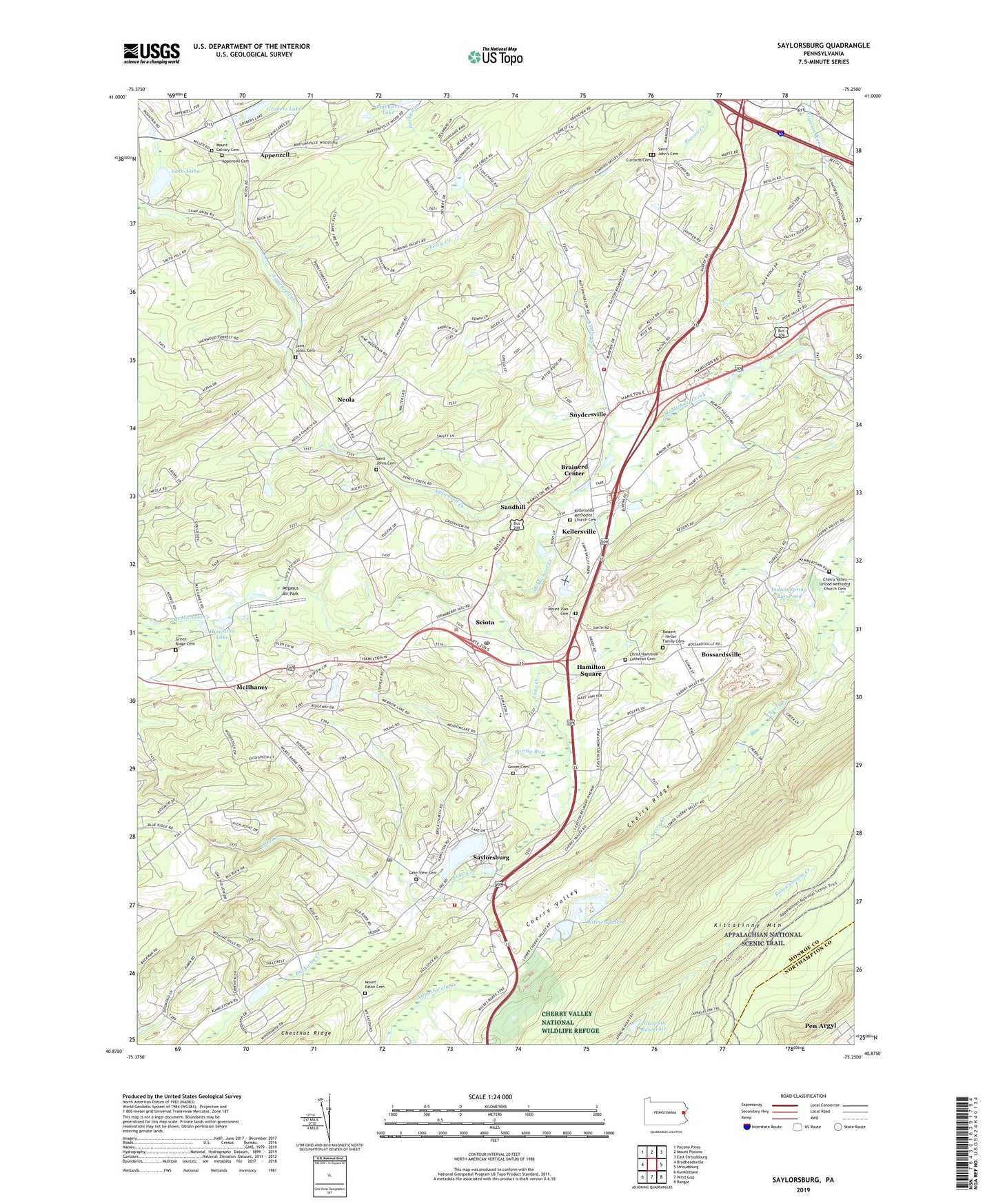 Saylorsburg Pennsylvania US Topo Map Image