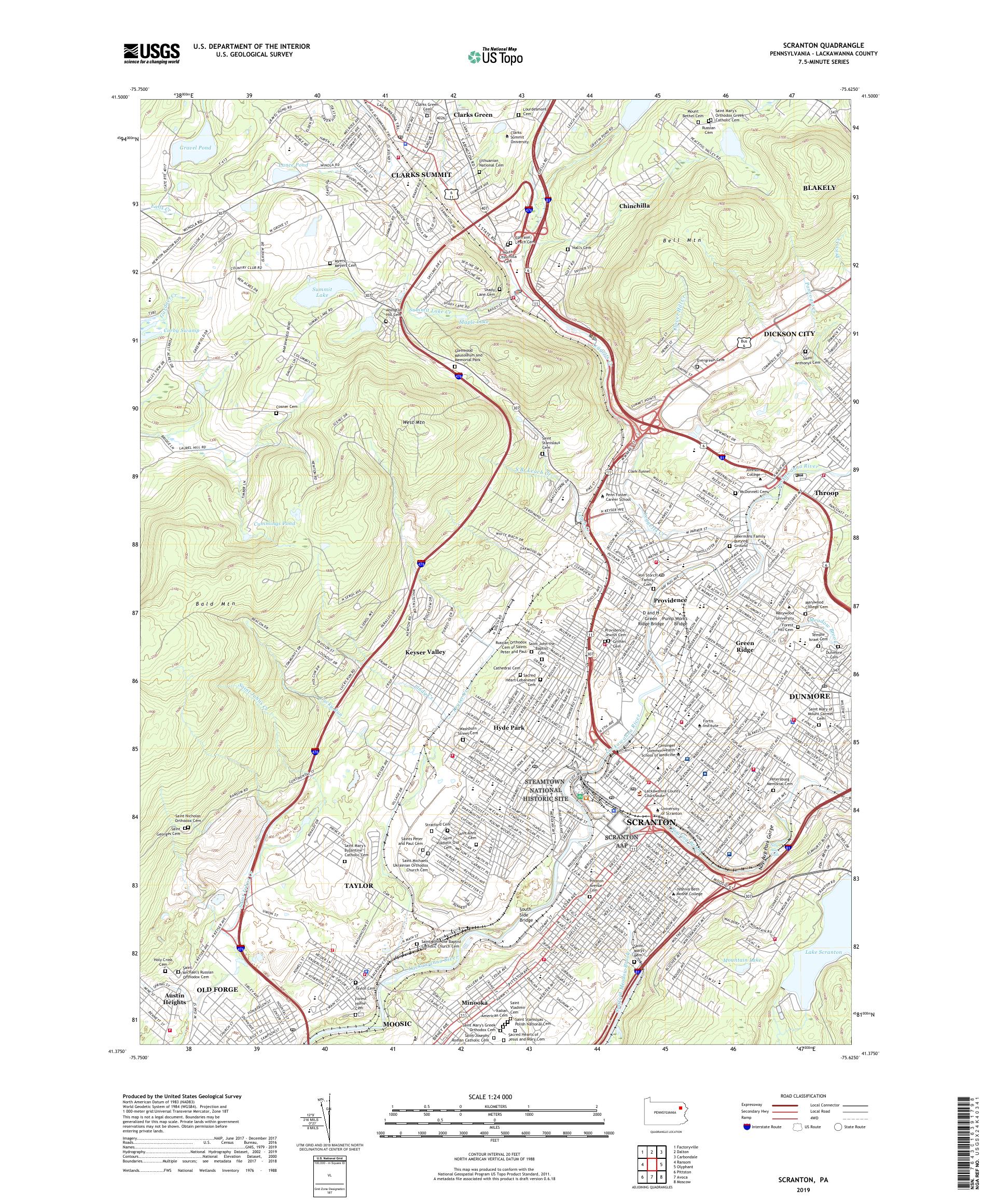 Scranton Pennsylvania US Topo Map – MyTopo Map Store