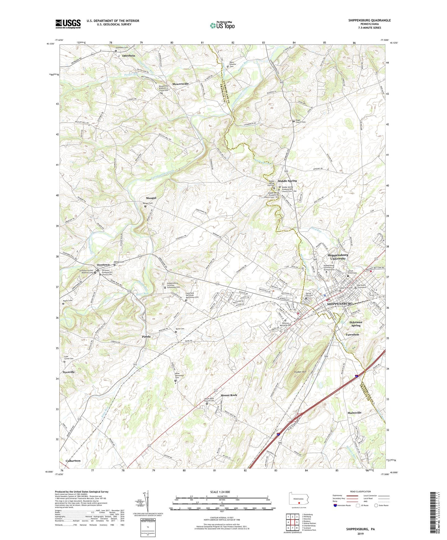 Shippensburg Pennsylvania US Topo Map Image