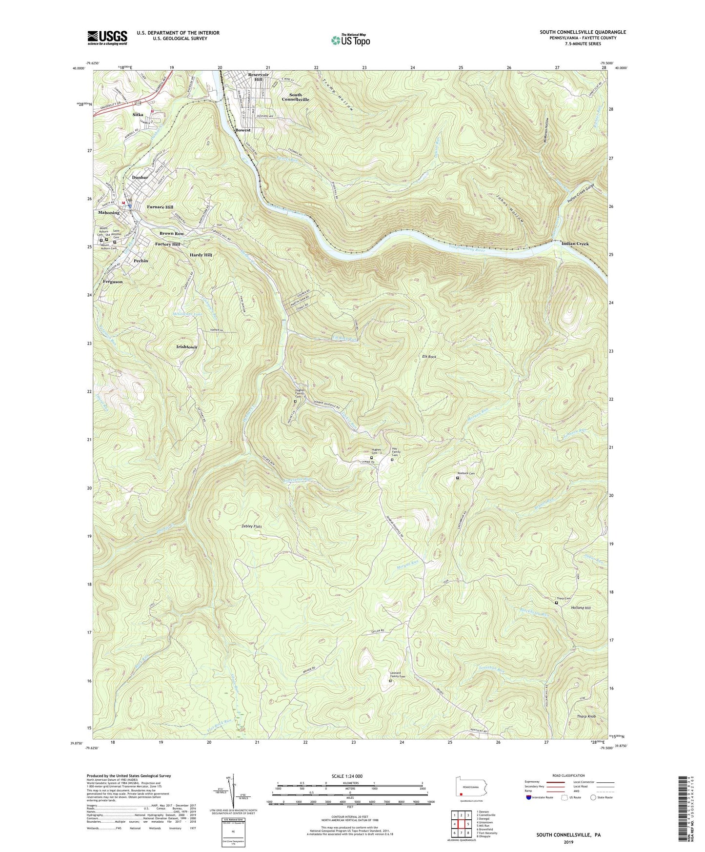 South Connellsville Pennsylvania US Topo Map Image
