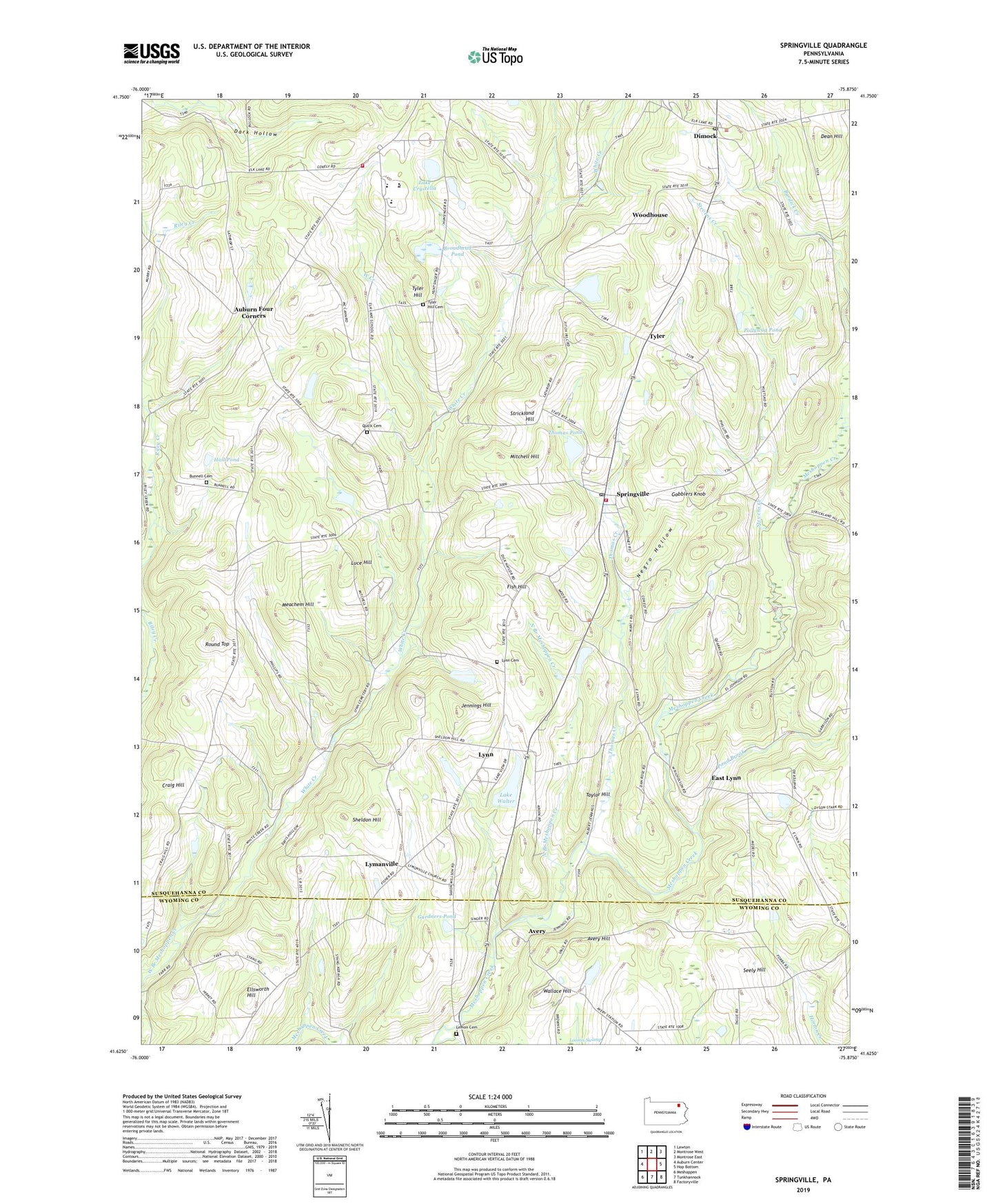 Springville Pennsylvania US Topo Map Image