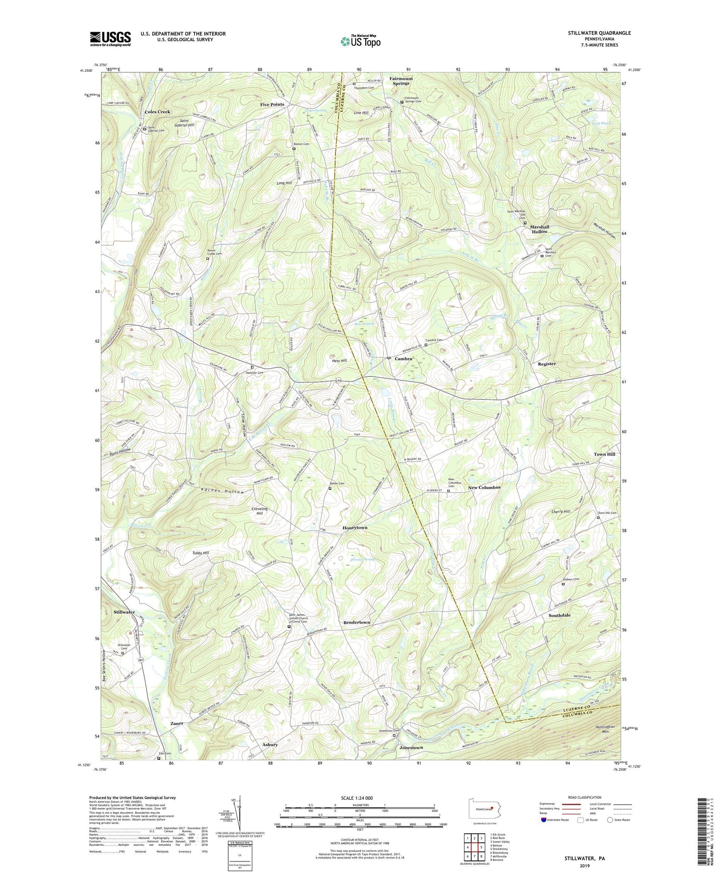 Stillwater Pennsylvania US Topo Map Image