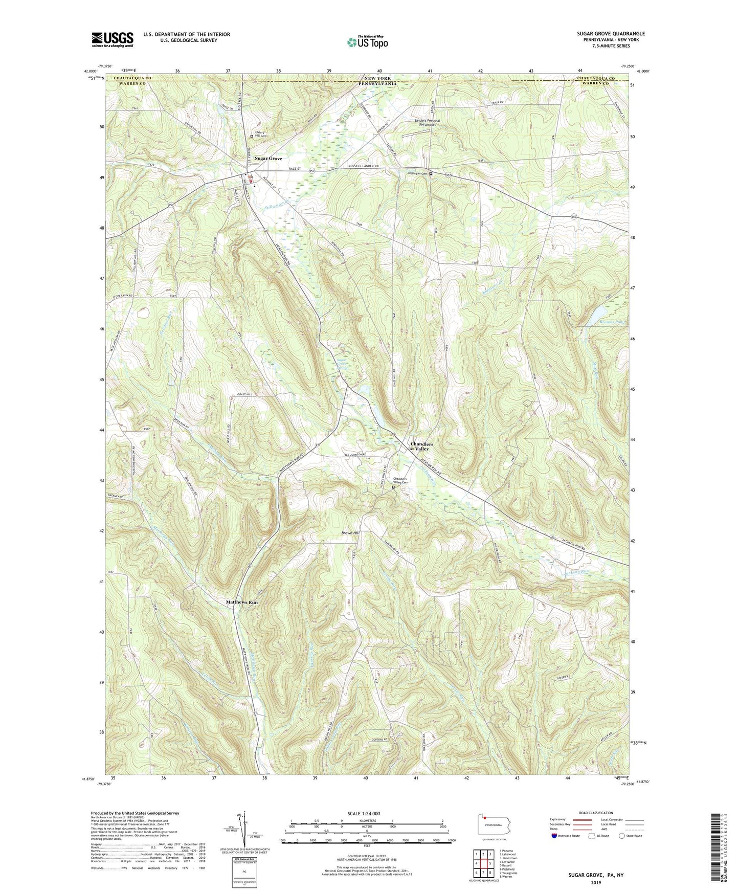 Sugar Grove Pennsylvania US Topo Map Image