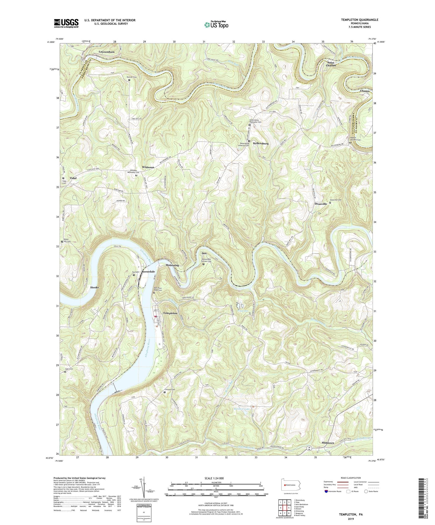 Templeton Pennsylvania US Topo Map Image
