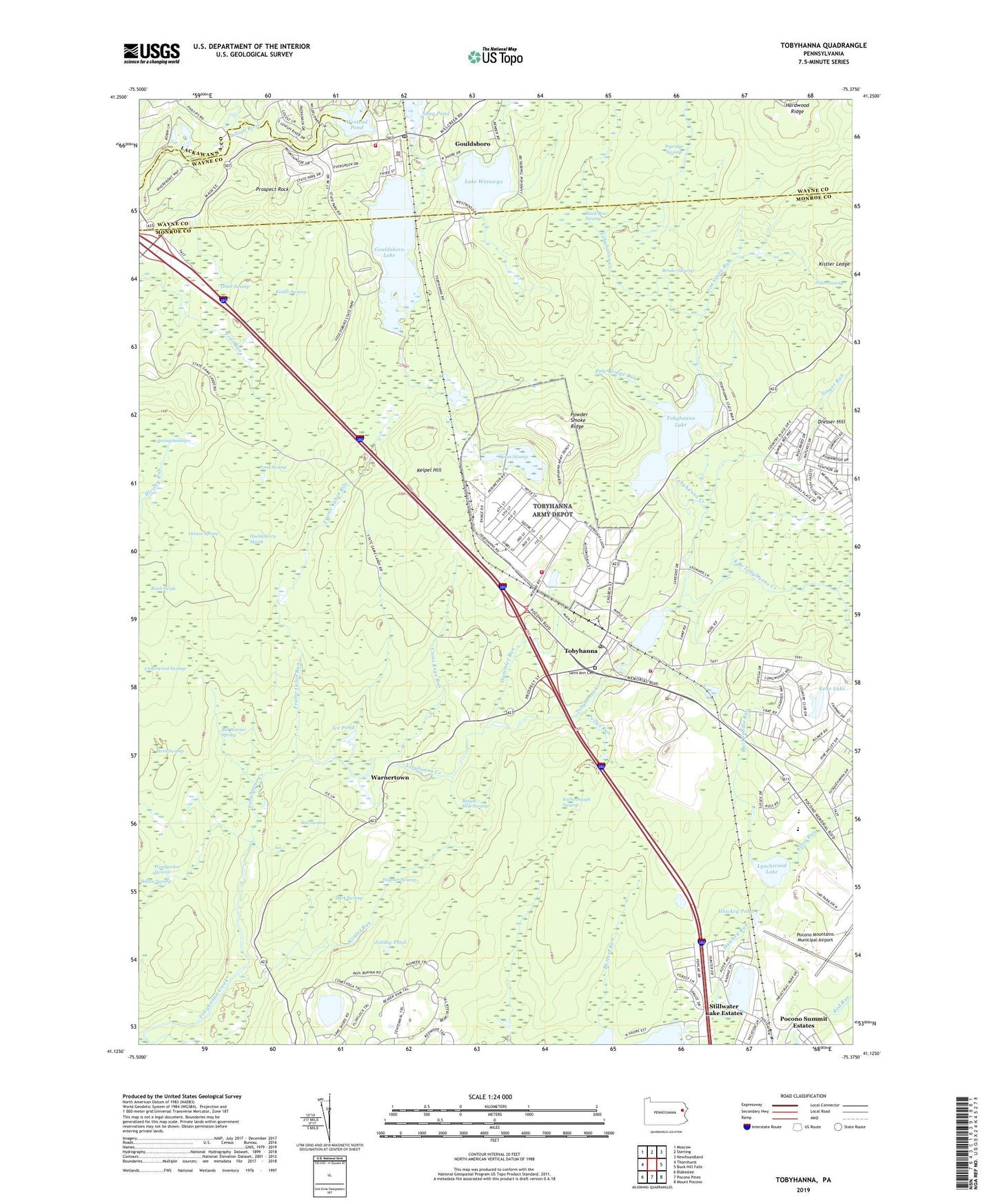 Tobyhanna Pennsylvania US Topo Map Image