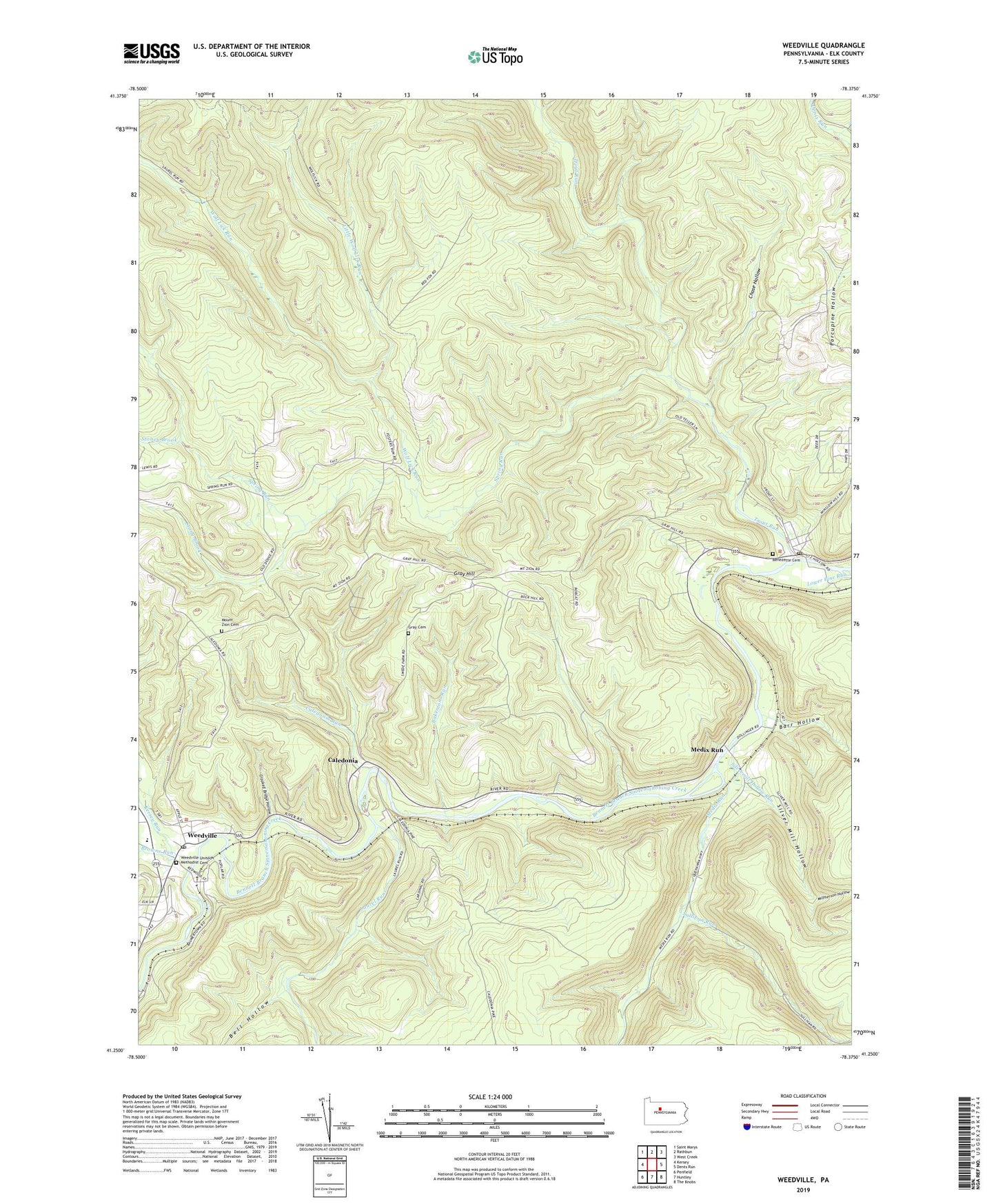 Weedville Pennsylvania US Topo Map Image