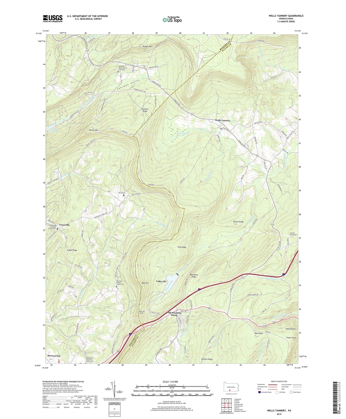 Wells Tannery Pennsylvania US Topo Map Image