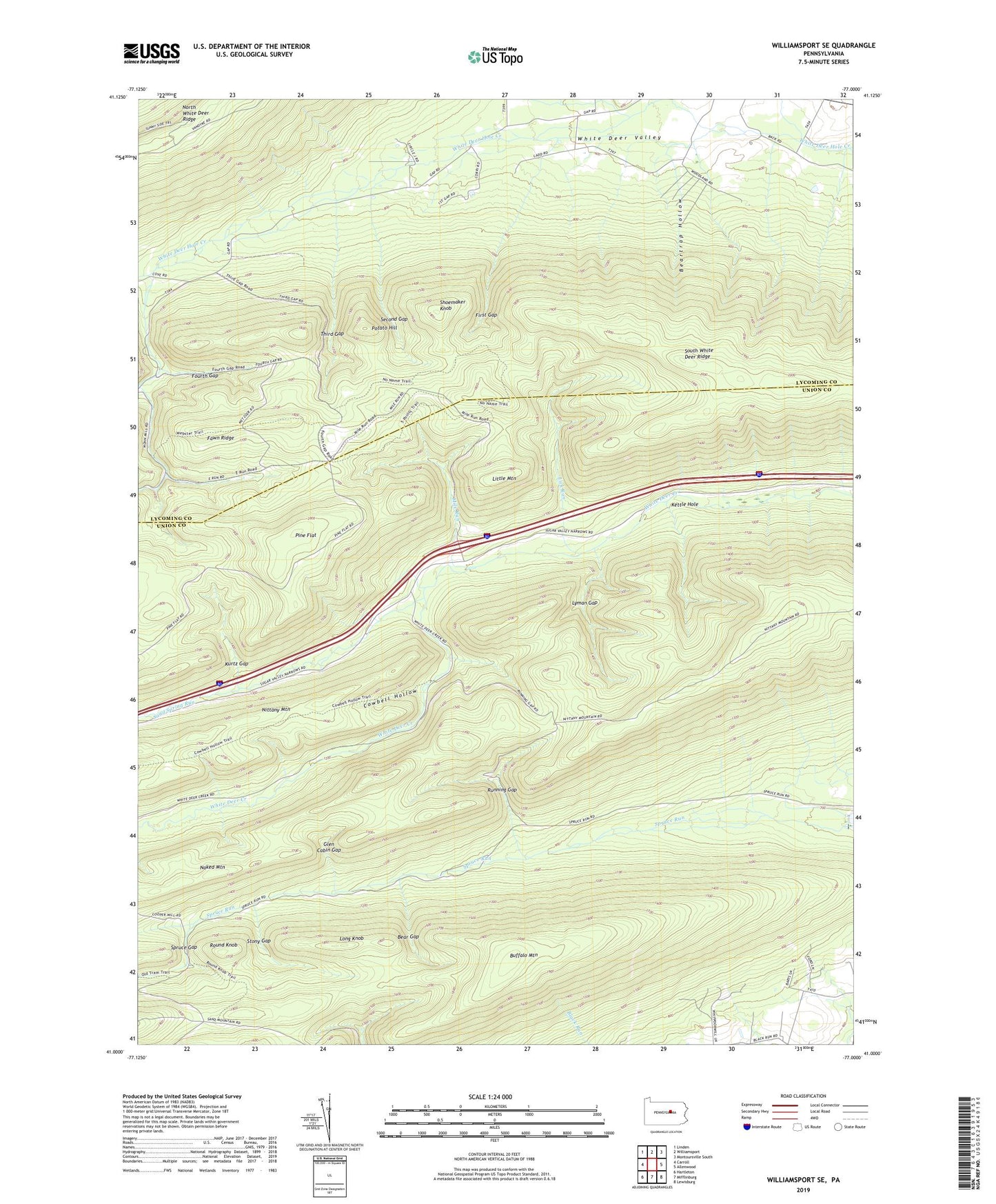Williamsport SE Pennsylvania US Topo Map Image