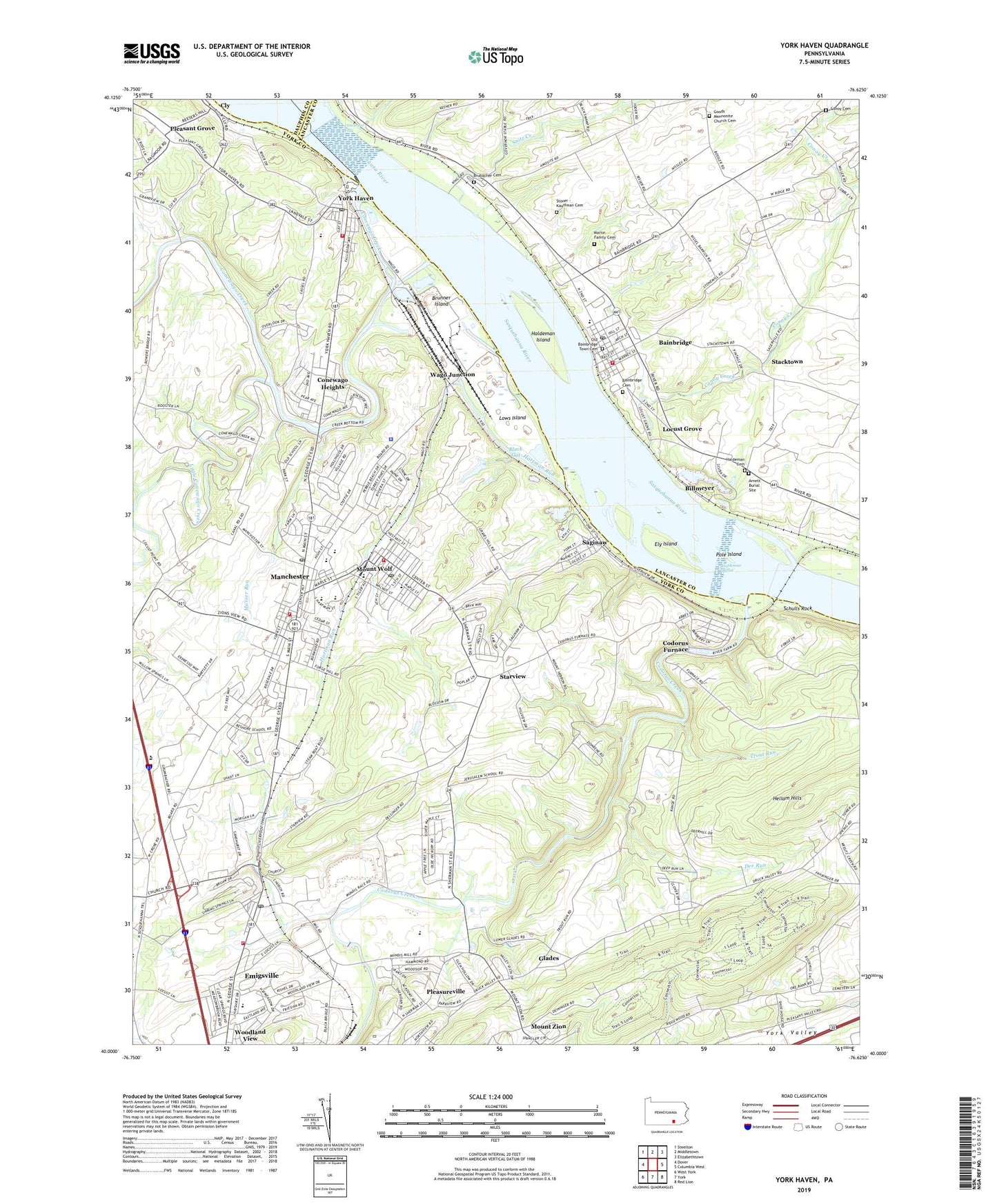 York Haven Pennsylvania US Topo Map Image