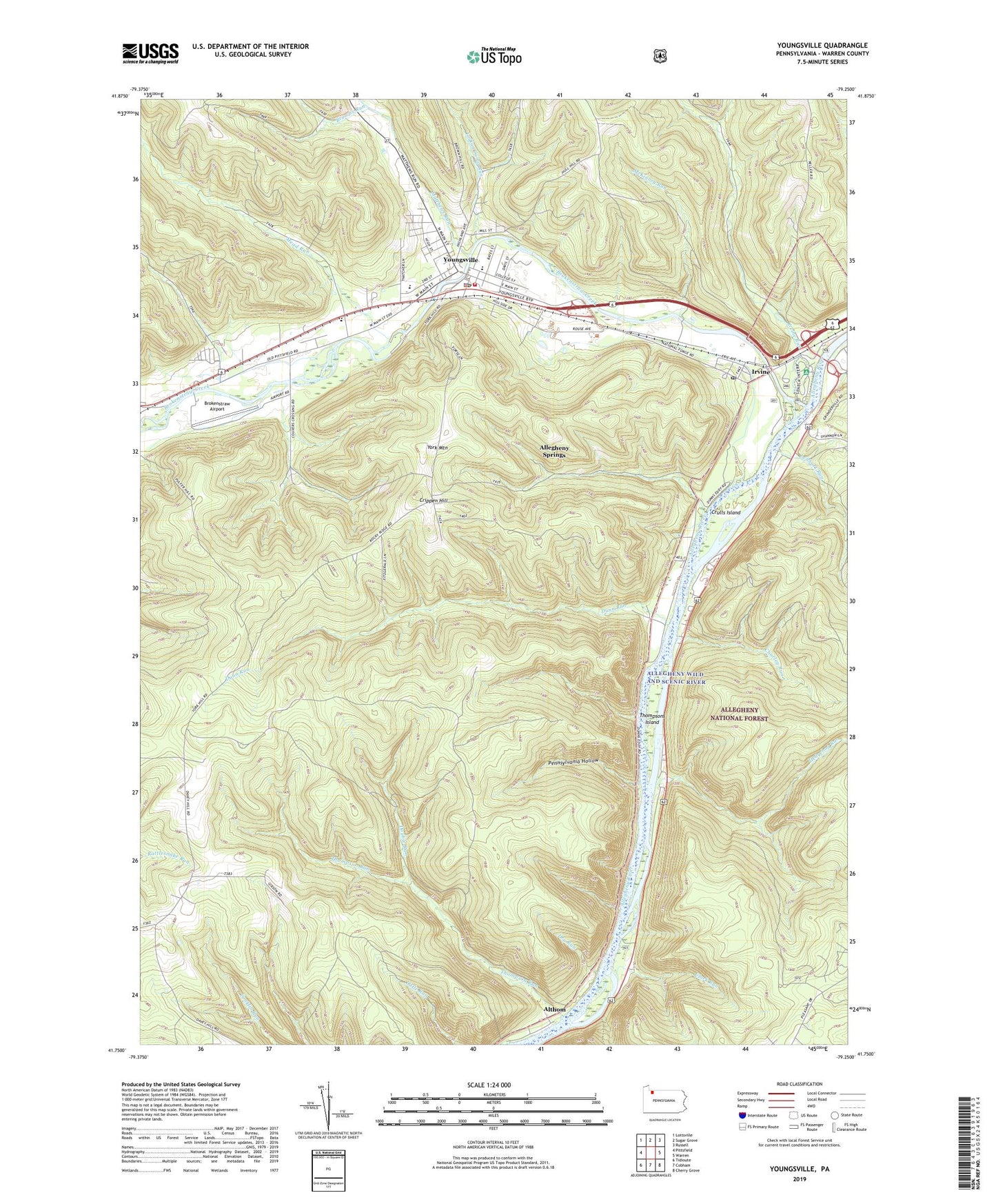 Youngsville Pennsylvania US Topo Map Image
