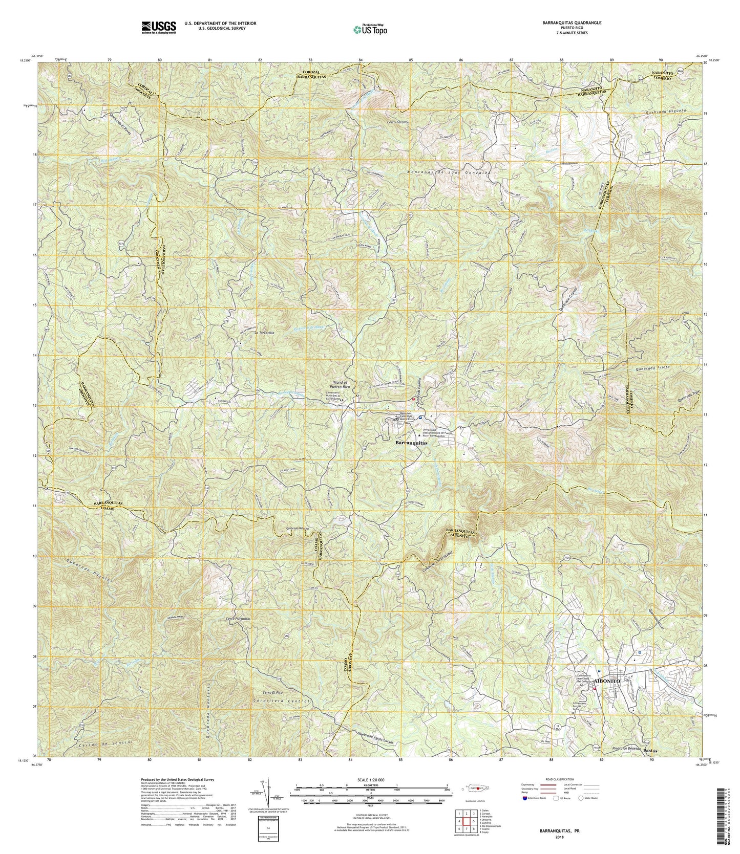 Barranquitas Puerto Rico US Topo Map Image