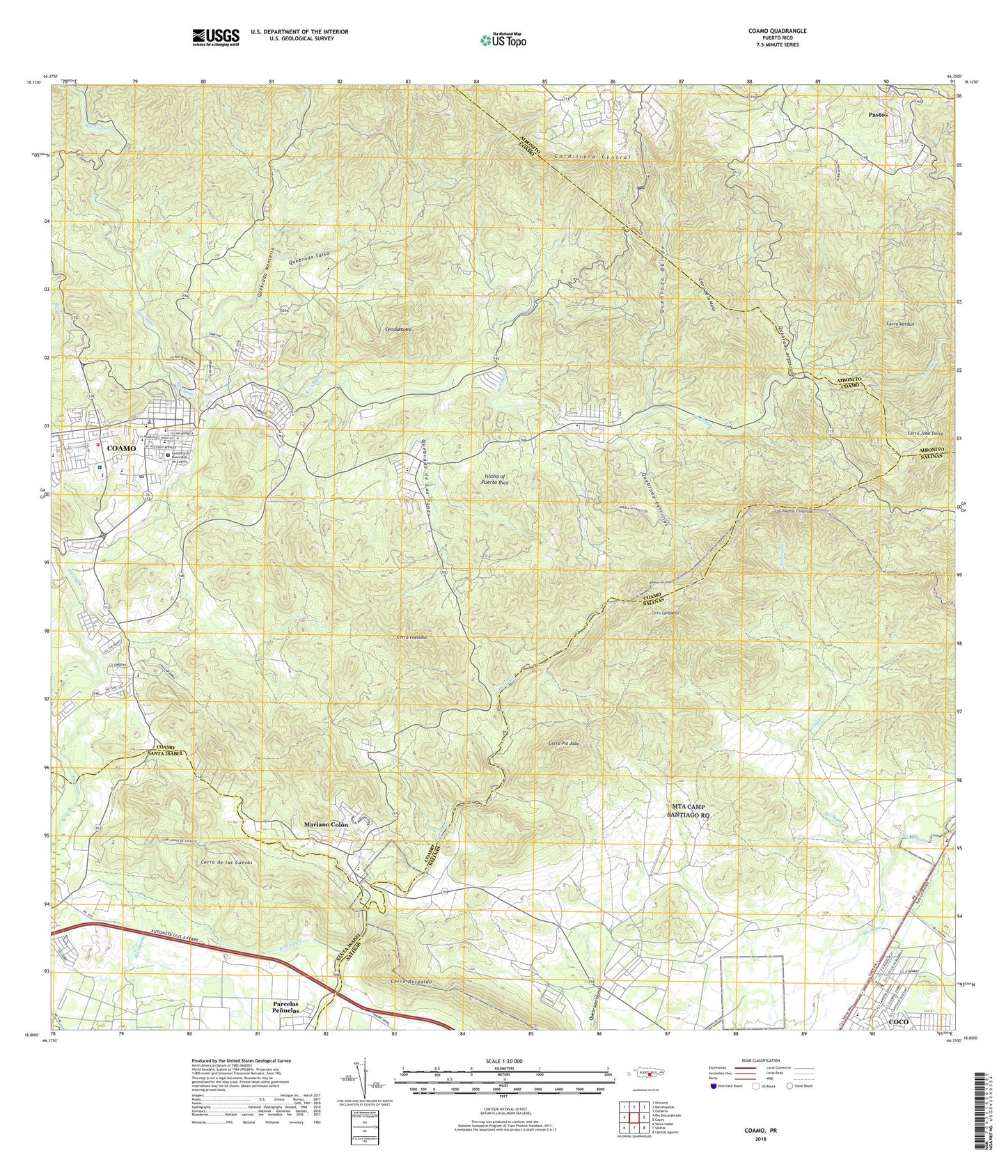 Coamo Puerto Rico US Topo Map Image