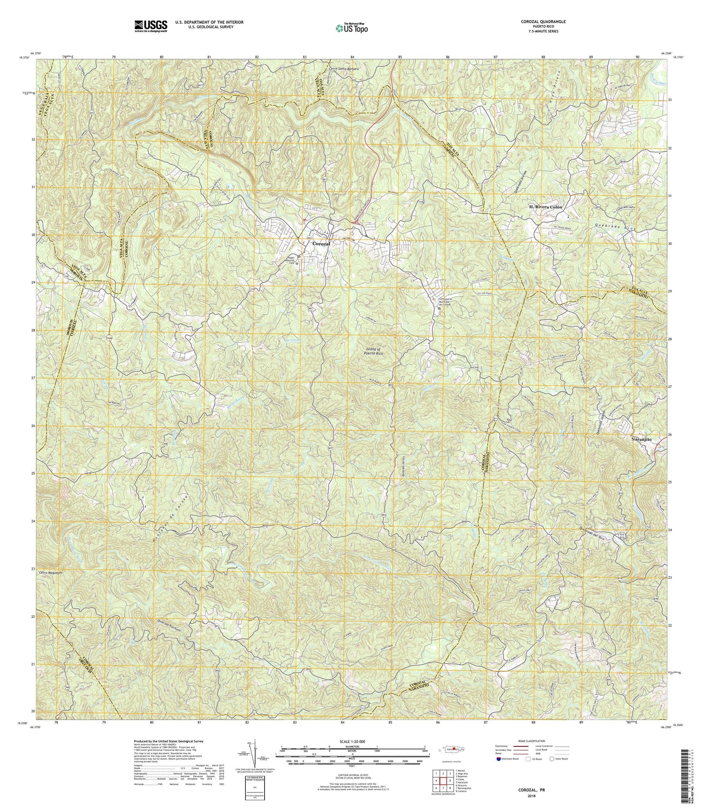 Corozal Puerto Rico US Topo Map Image
