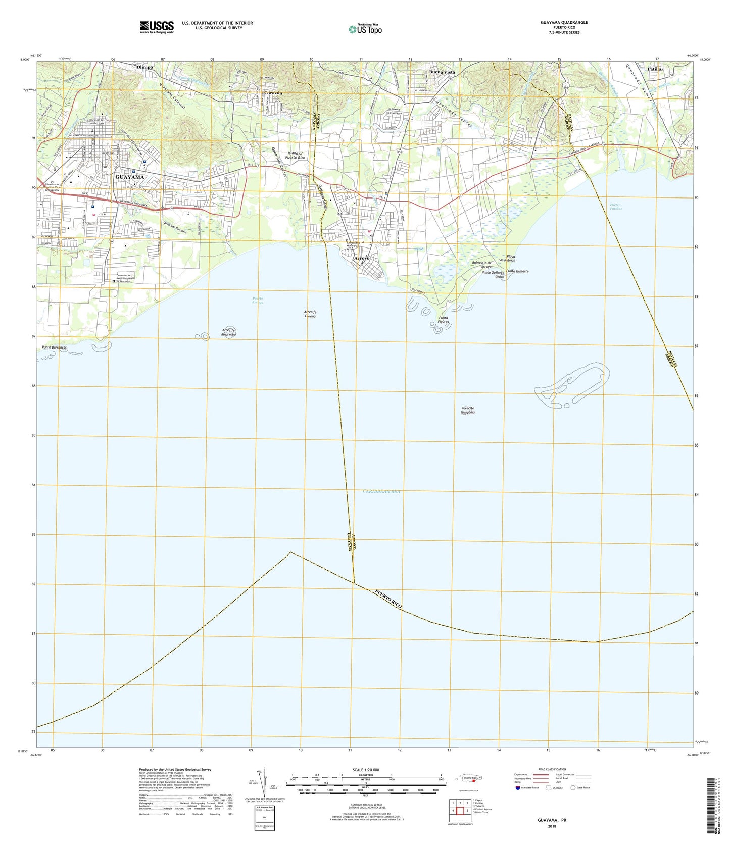 Guayama Puerto Rico US Topo Map Image