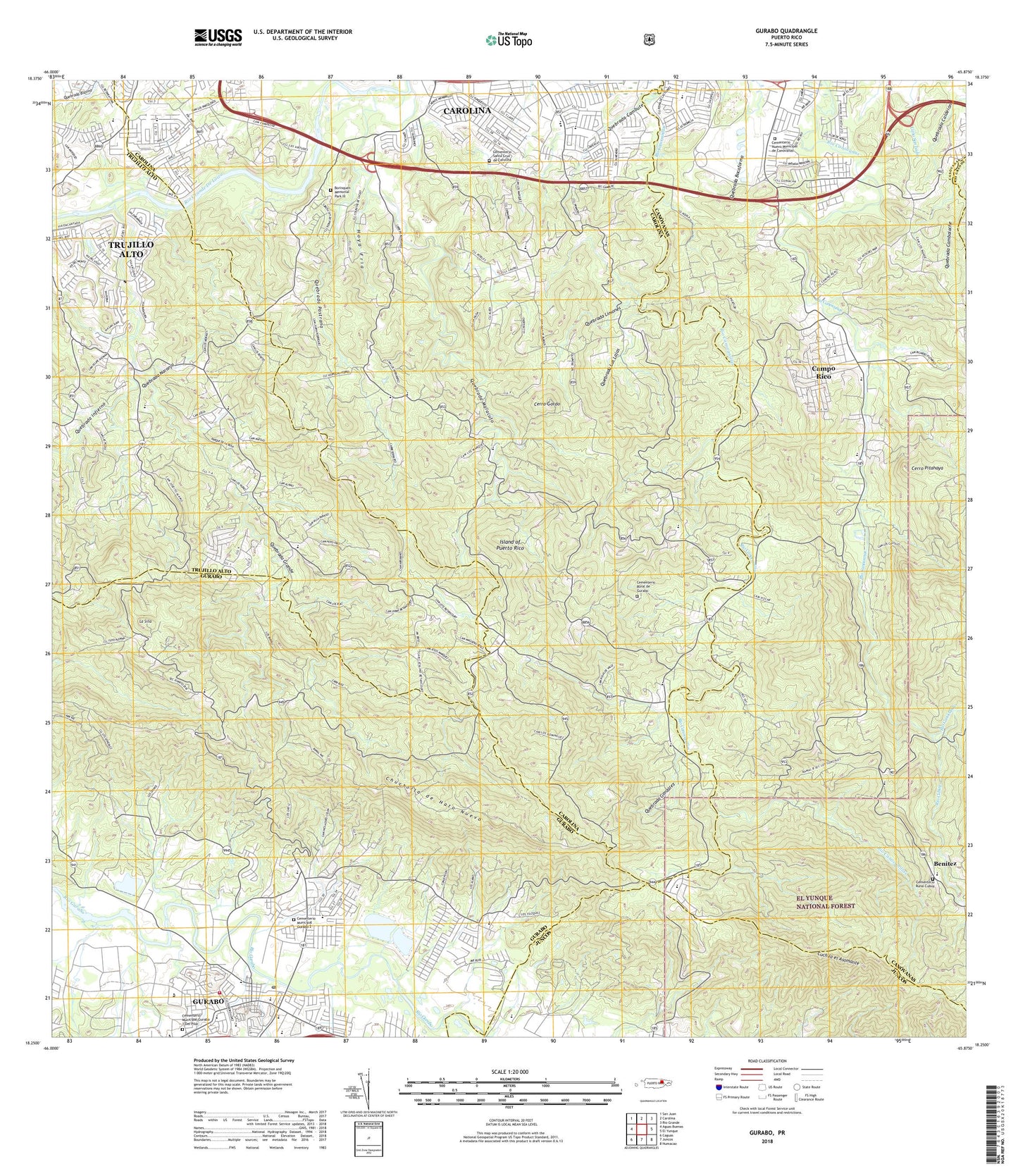 Gurabo Puerto Rico US Topo Map Image