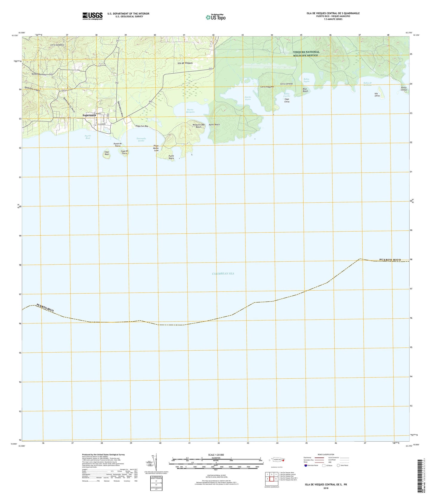 Isla De Vieques Central OE S Puerto Rico US Topo Map Image