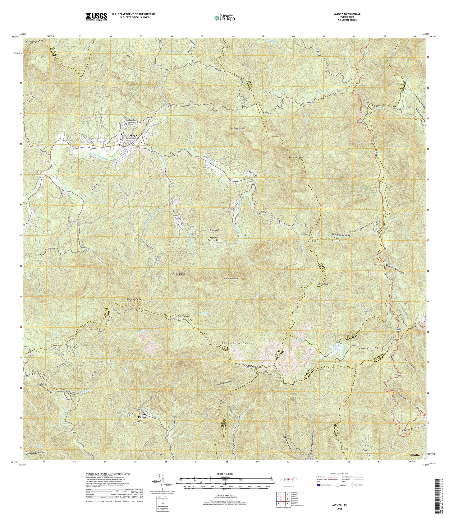 Jayuya Puerto Rico US Topo Map Image