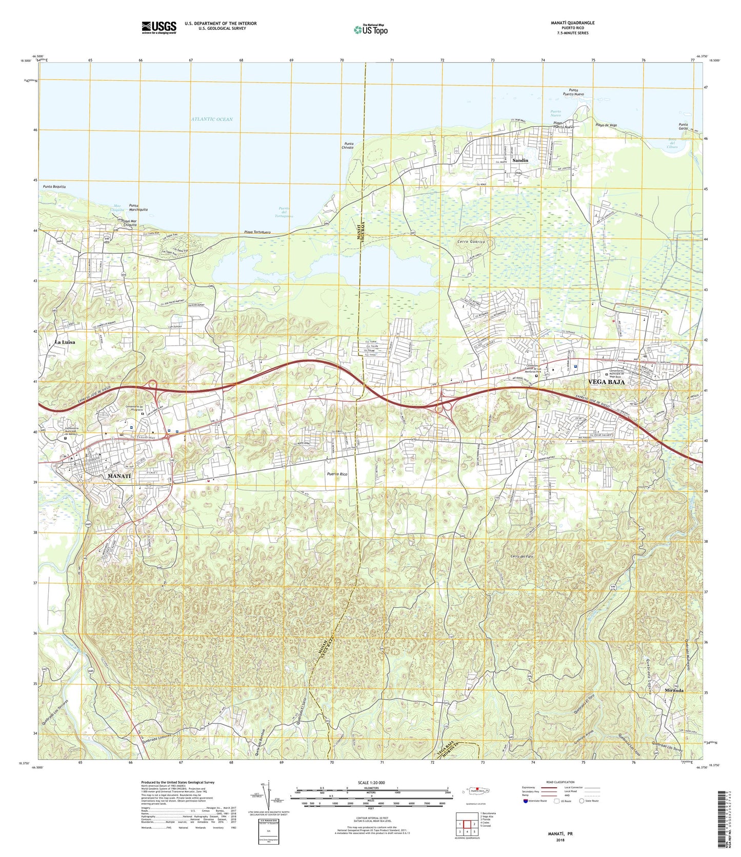 Manati Puerto Rico US Topo Map Image