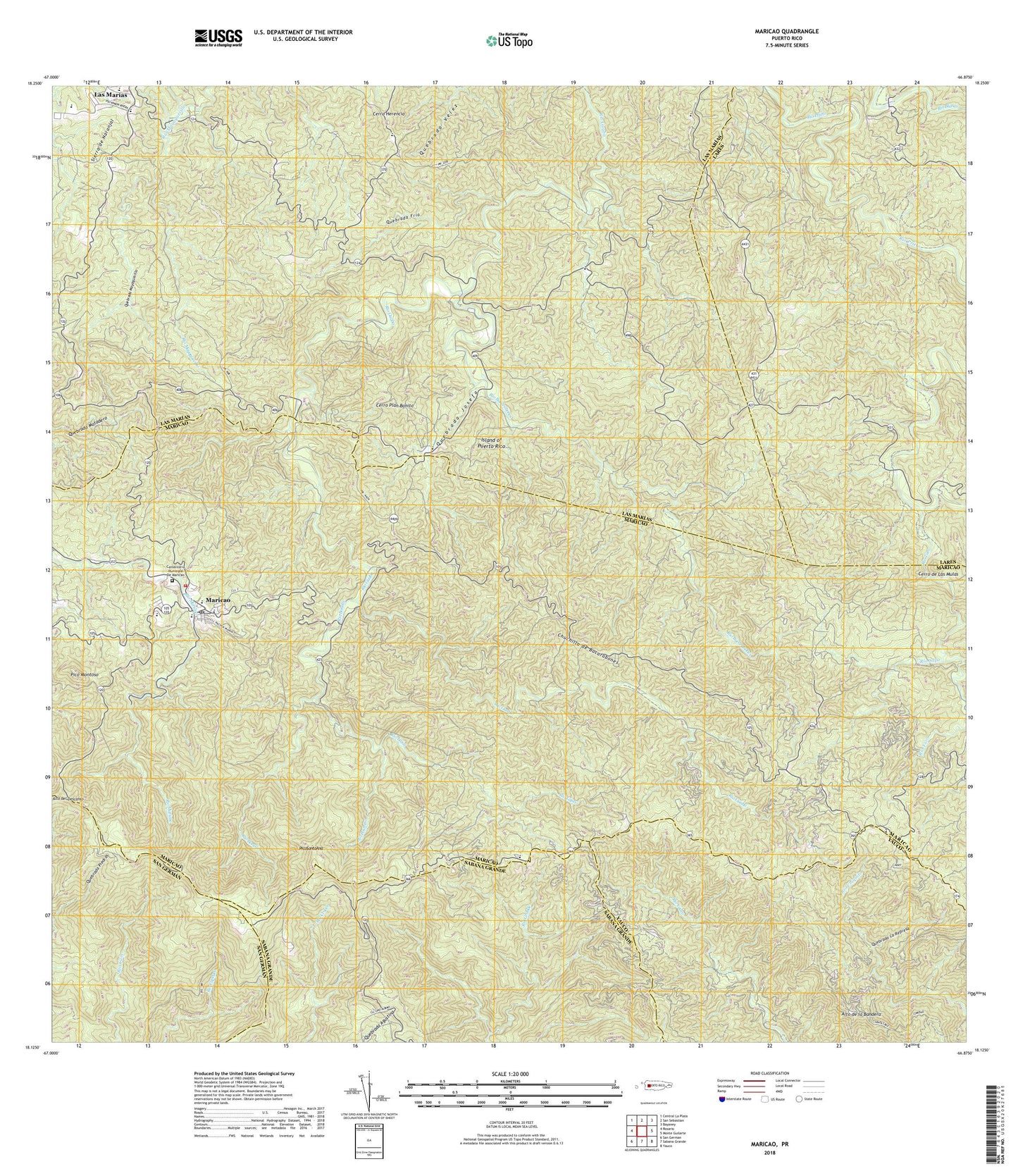 Maricao Puerto Rico US Topo Map Image