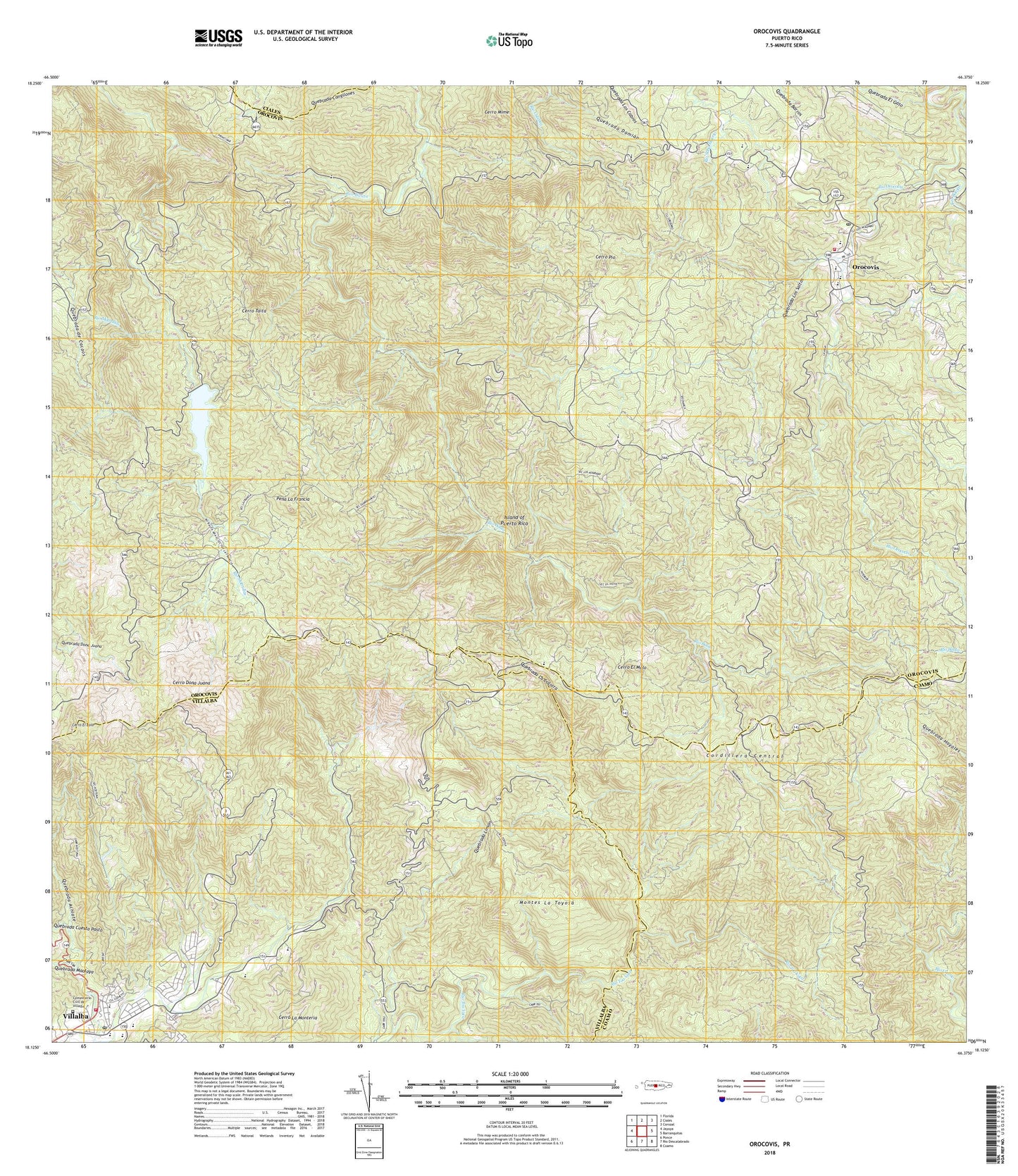 Orocovis Puerto Rico US Topo Map Image