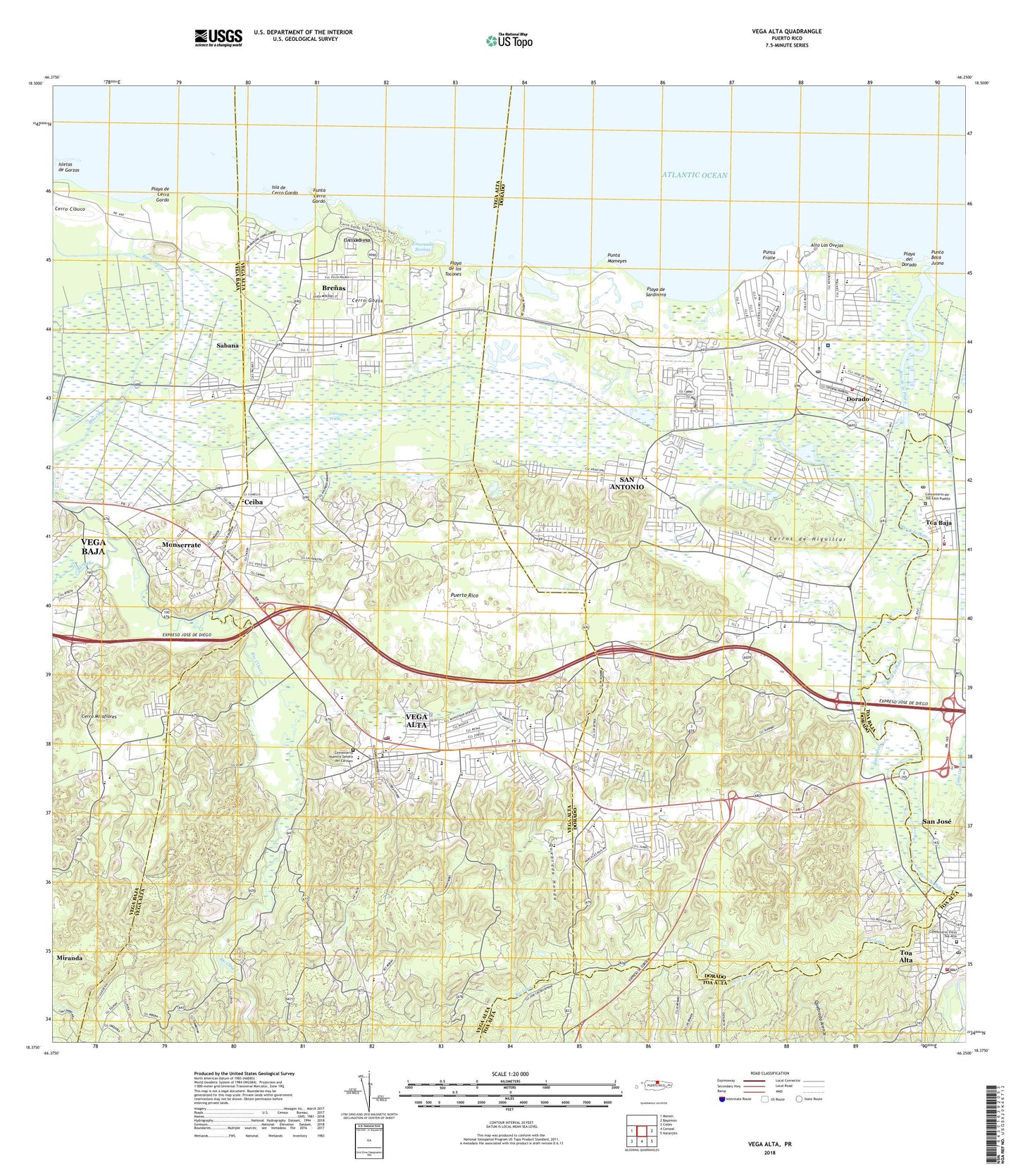 Vega Alta Puerto Rico US Topo Map Image