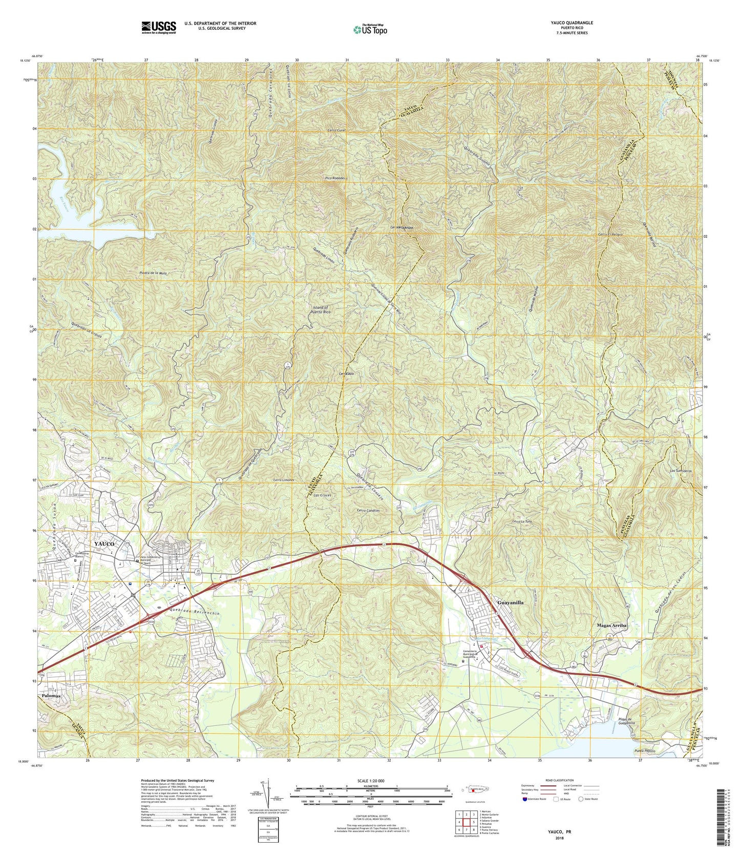 Yauco Puerto Rico US Topo Map Image