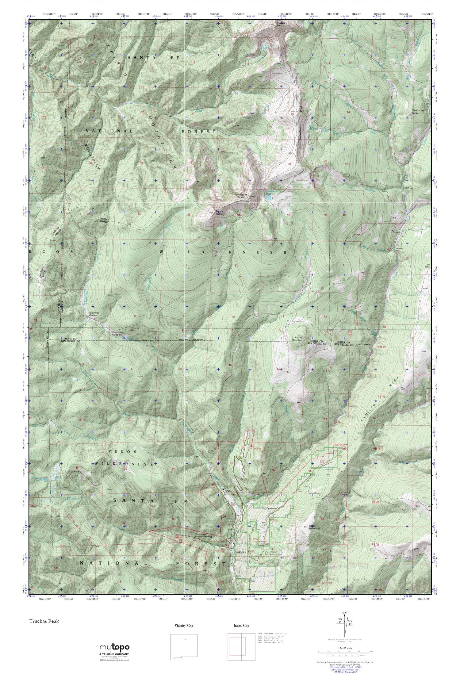 Pecos Wilderness MyTopo Explorer Series Map Image