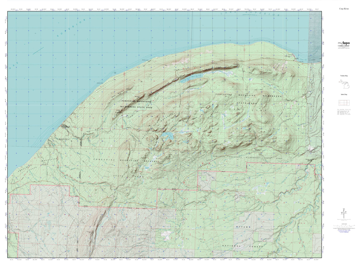 Porcupine Mountains MyTopo Explorer Series Map Image