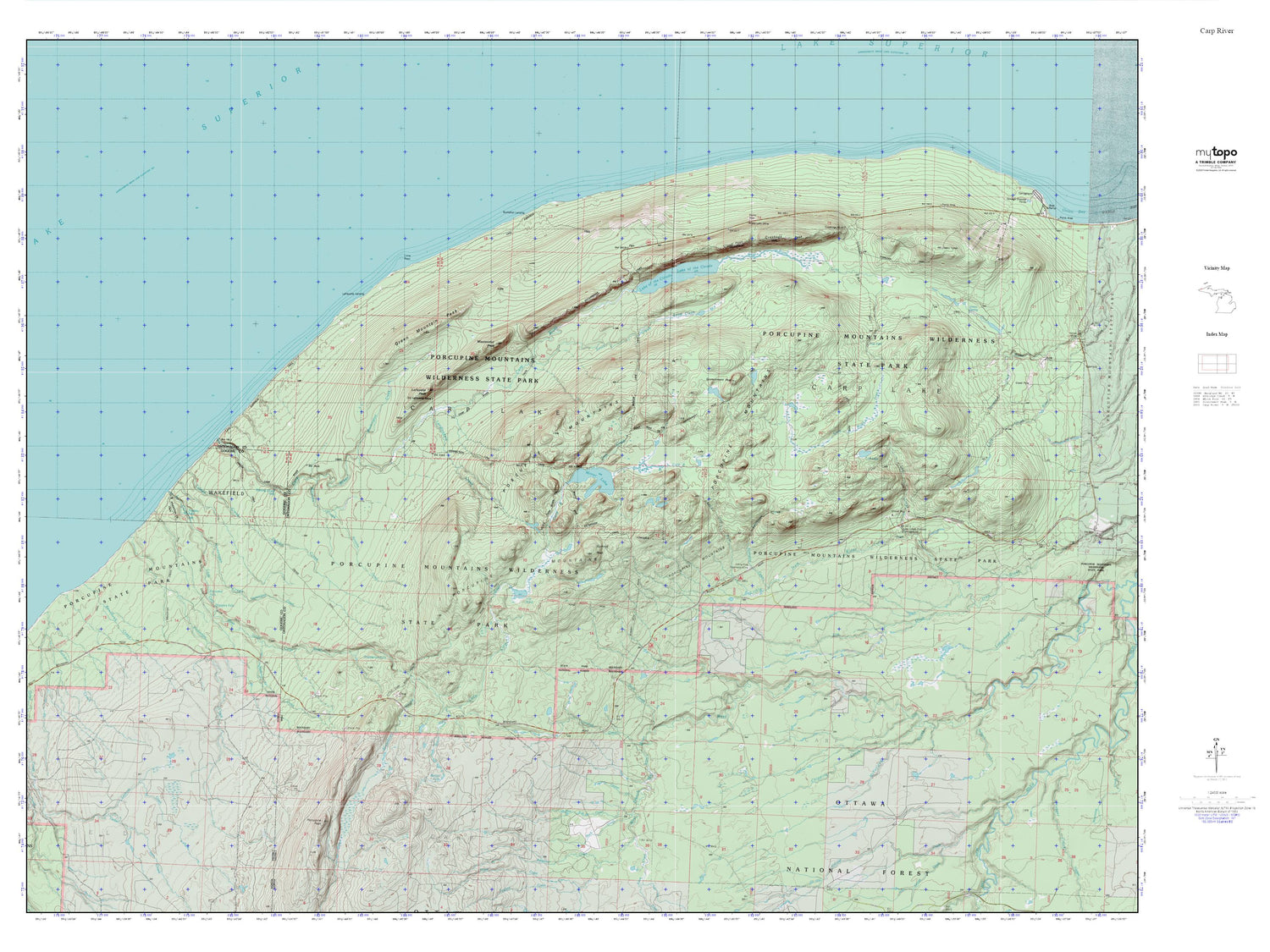 Porcupine Mountains MyTopo Explorer Series Map Image