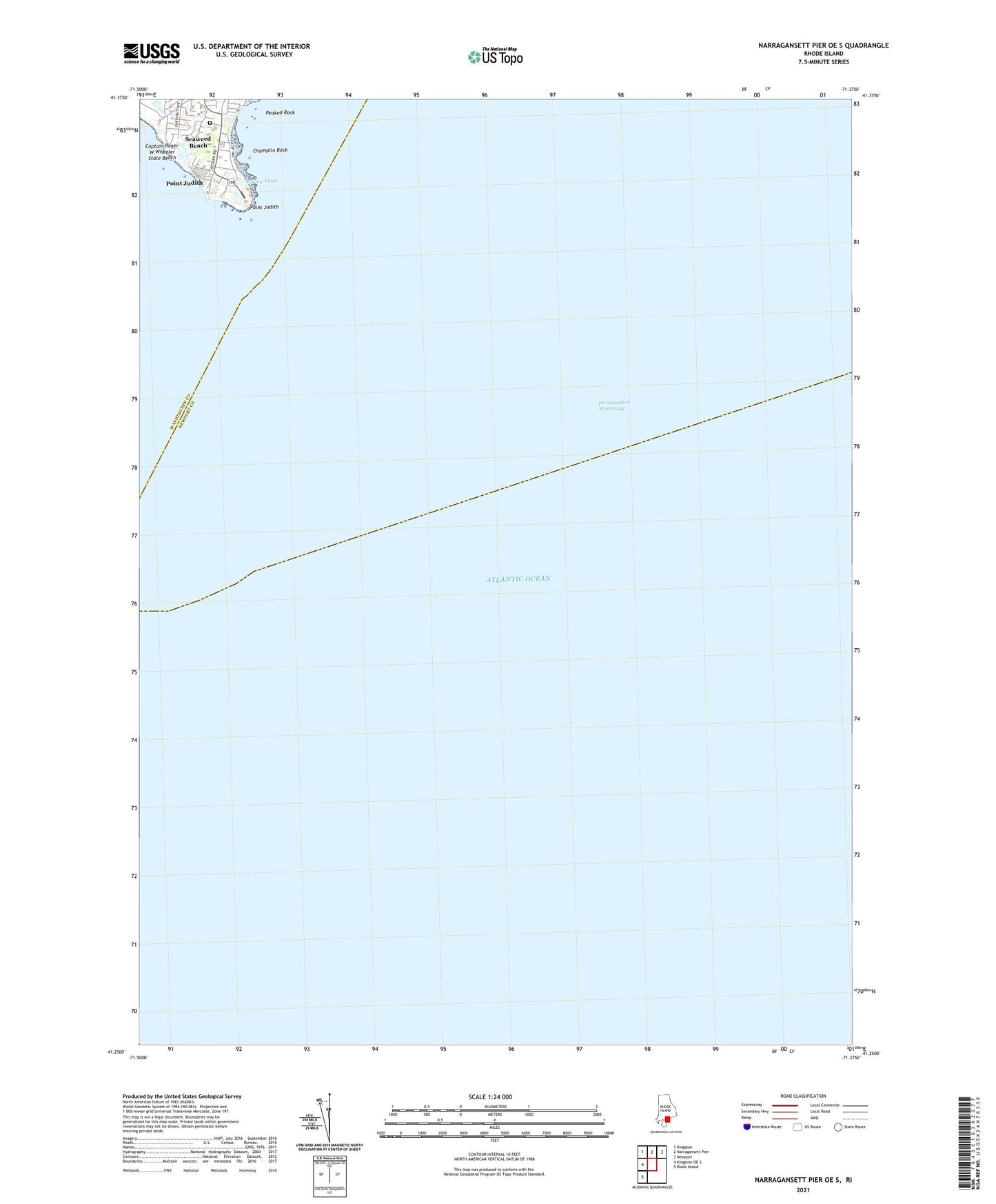 Narragansett Pier OE S Rhode Island US Topo Map Image