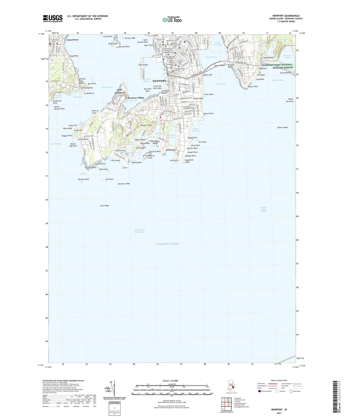 Newport Rhode Island US Topo Map Image