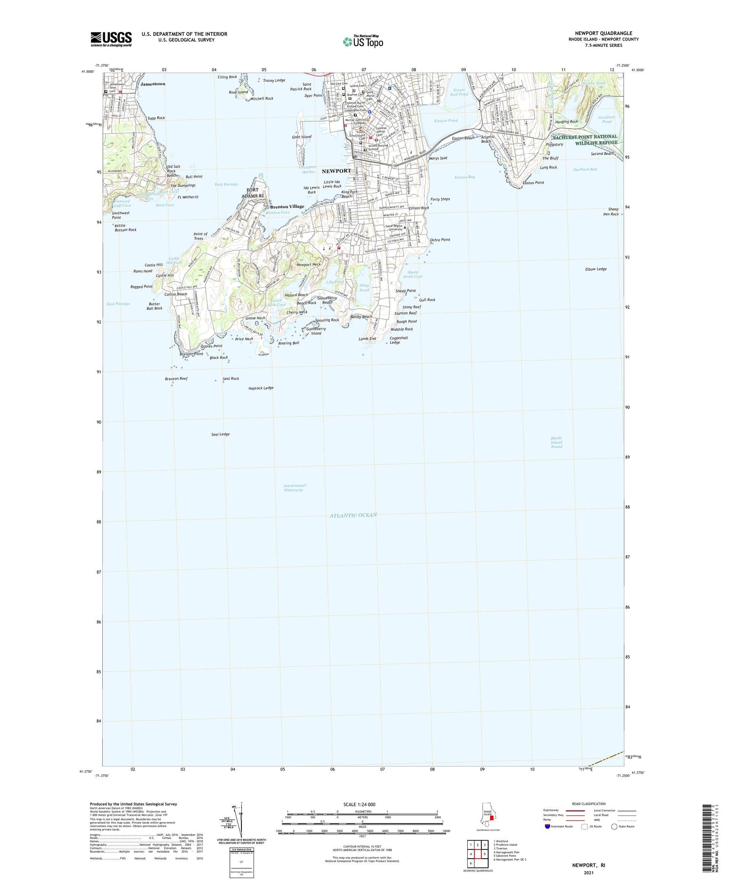 Newport Rhode Island US Topo Map Image
