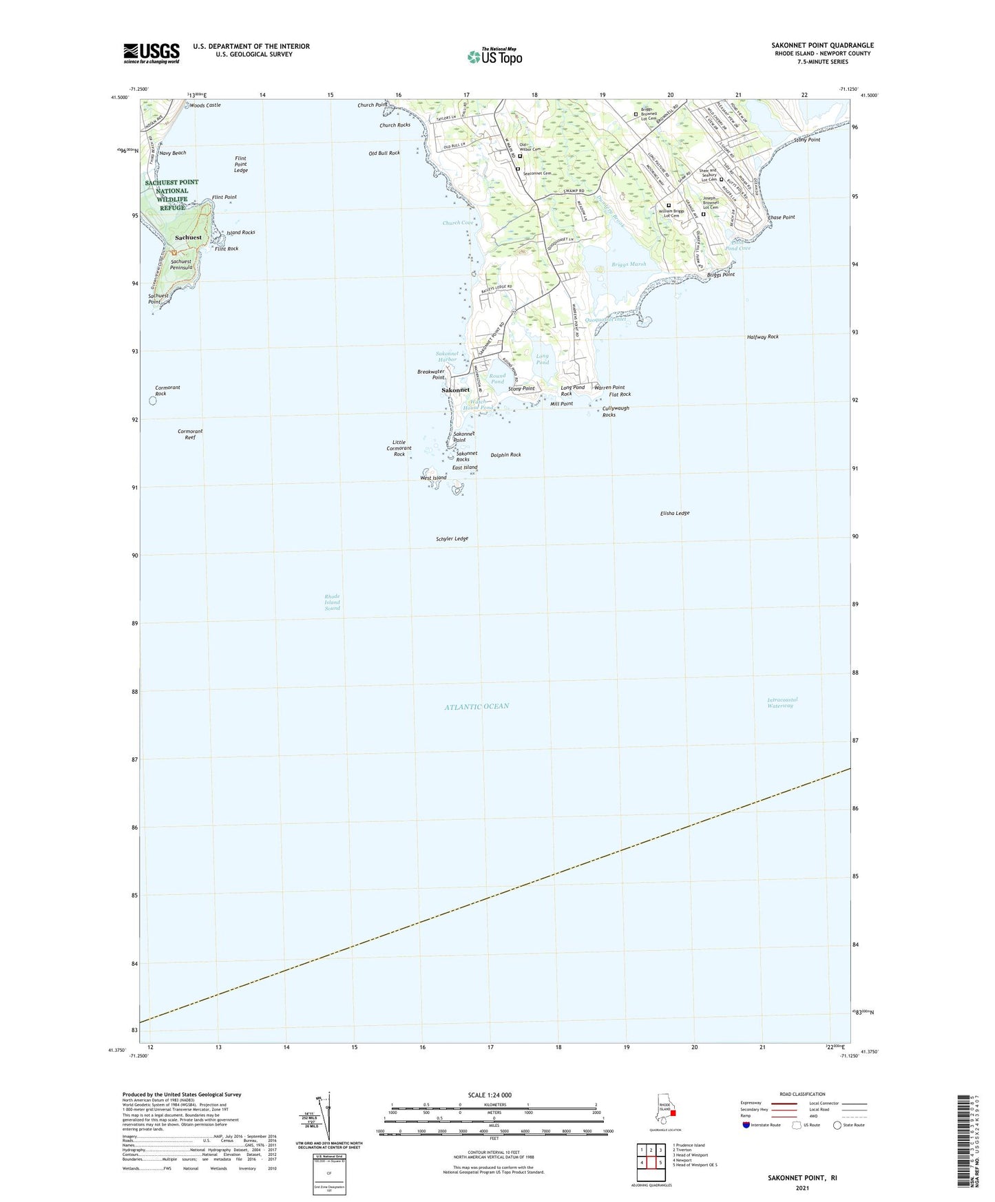 Sakonnet Point Rhode Island US Topo Map Image