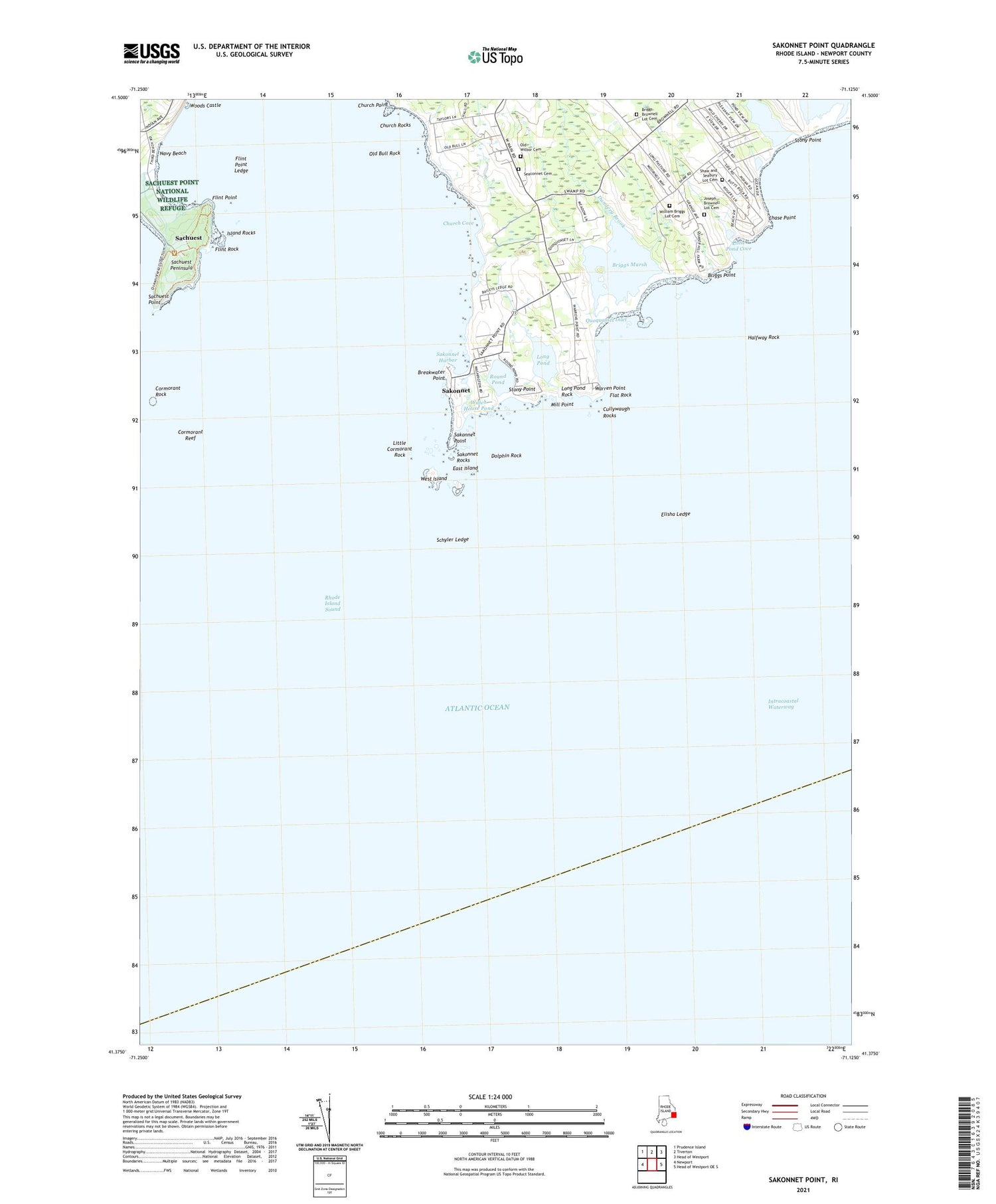 Sakonnet Point Rhode Island US Topo Map Image