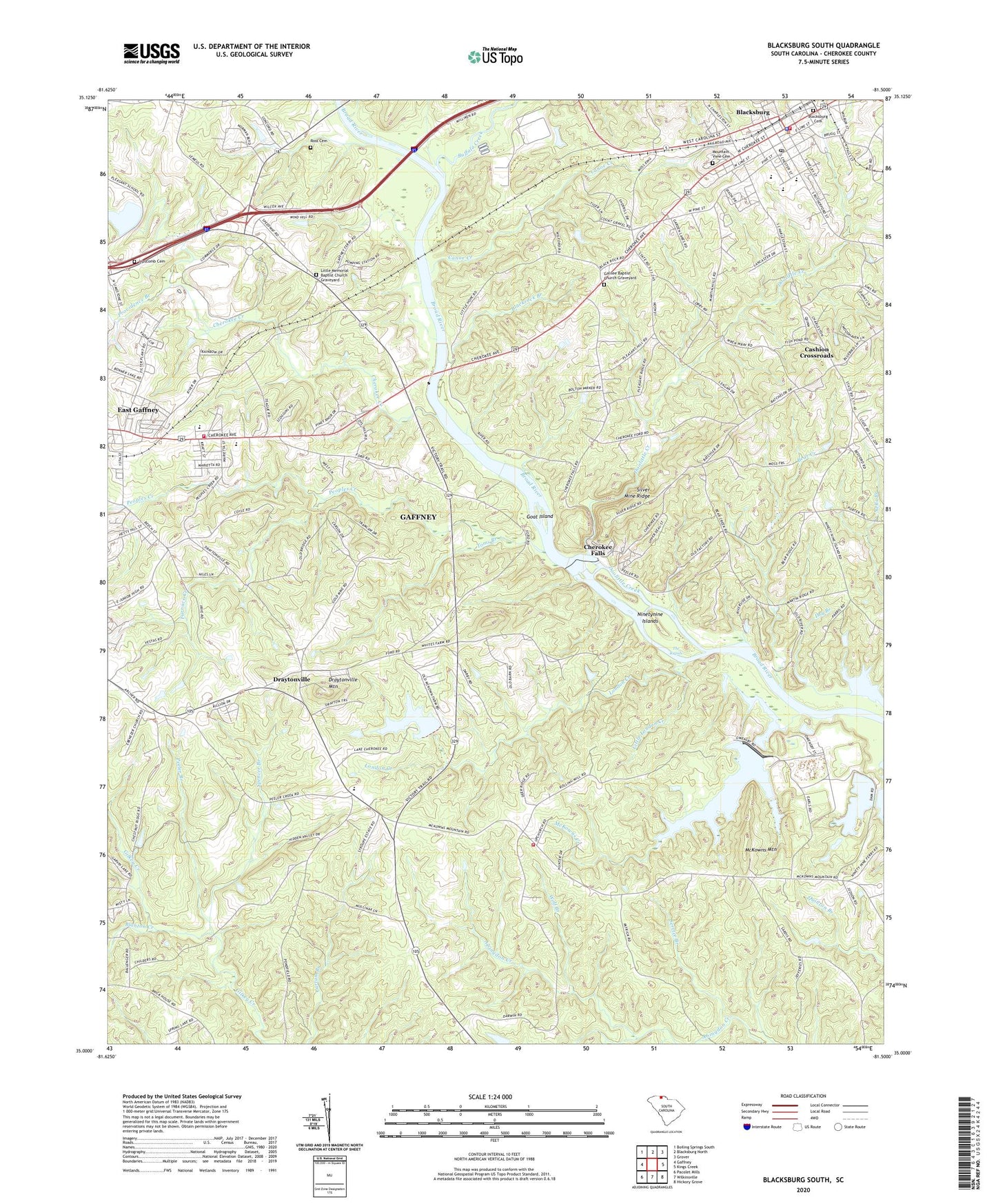 Blacksburg South South Carolina US Topo Map Image
