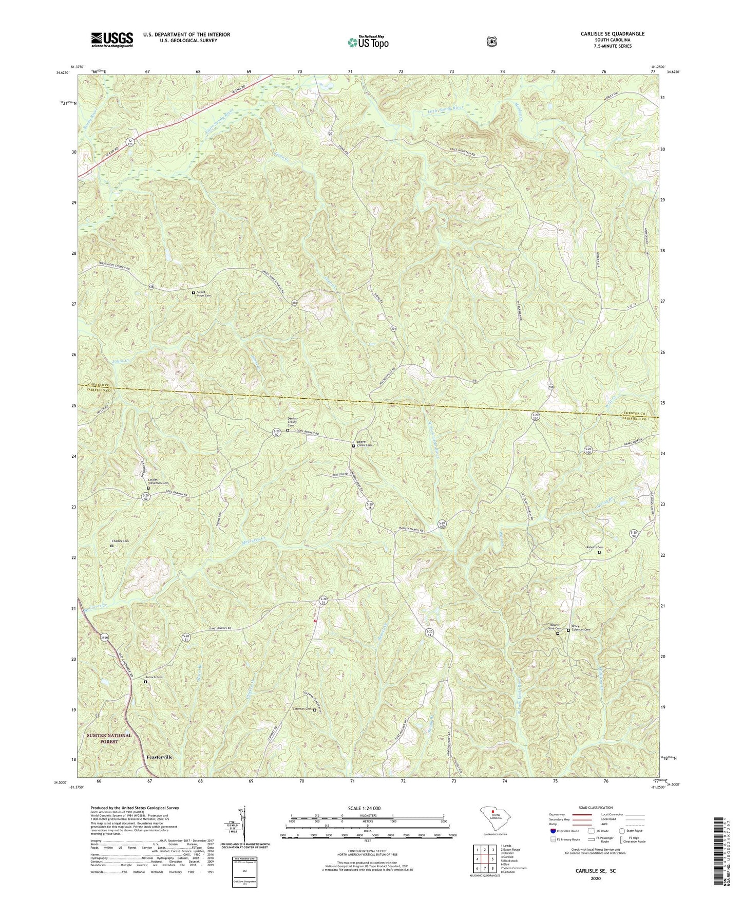 Carlisle SE South Carolina US Topo Map Image