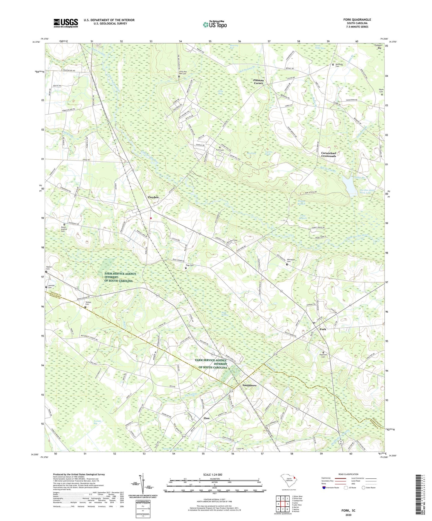 Fork South Carolina US Topo Map Image