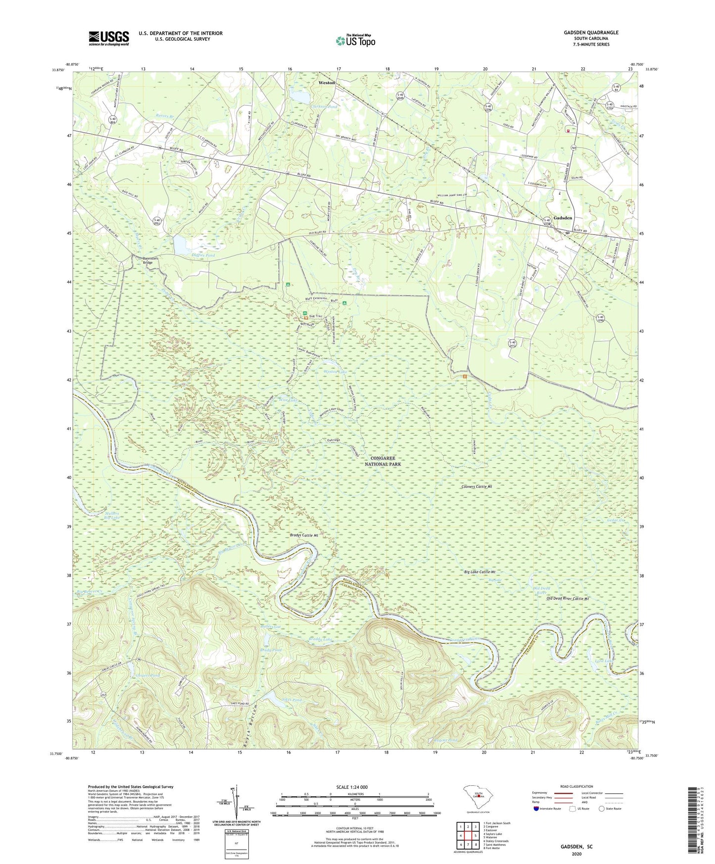 Gadsden South Carolina US Topo Map Image