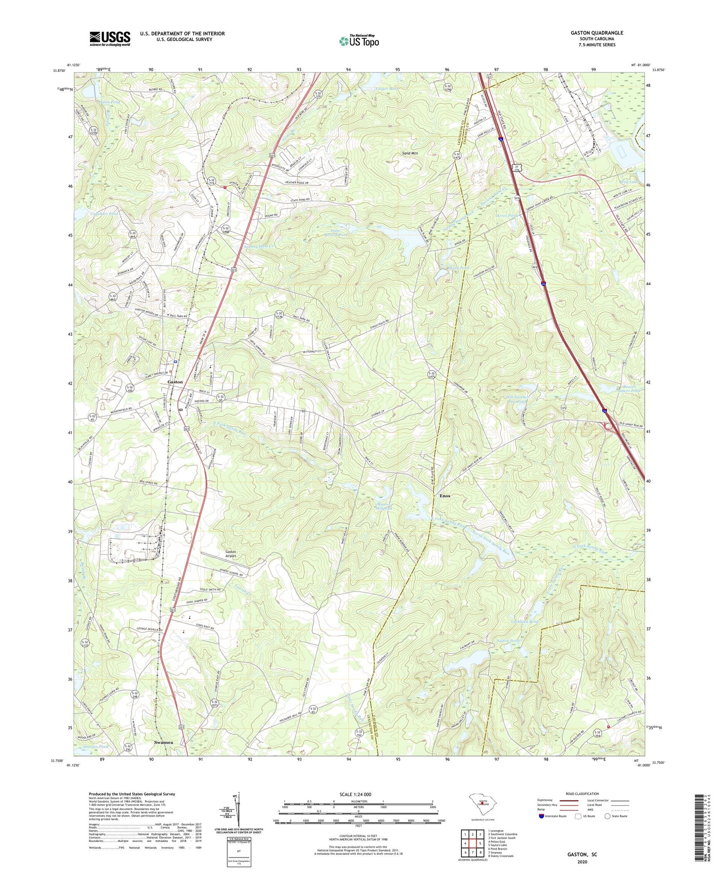 Gaston South Carolina US Topo Map Image