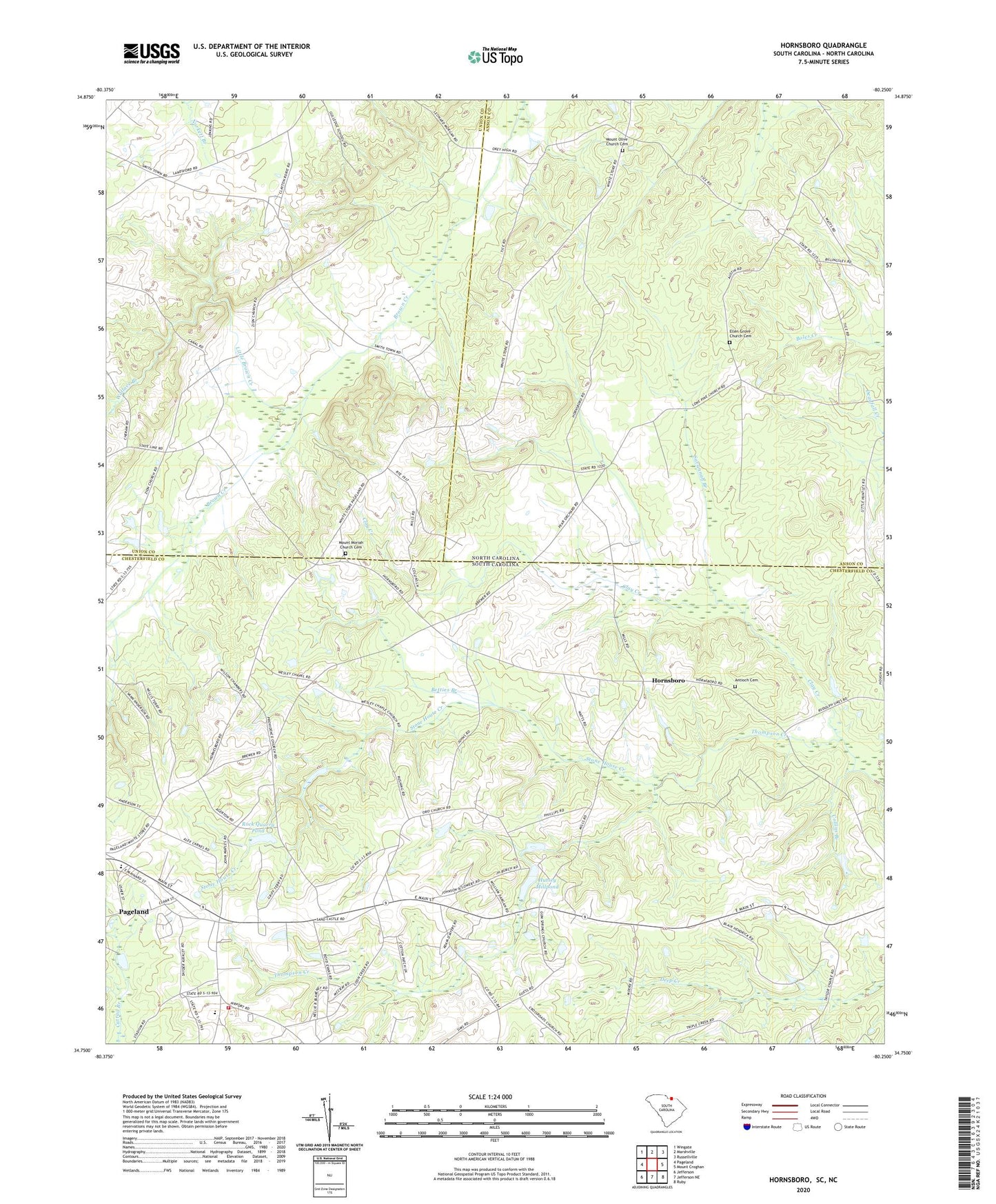 Hornsboro South Carolina US Topo Map Image