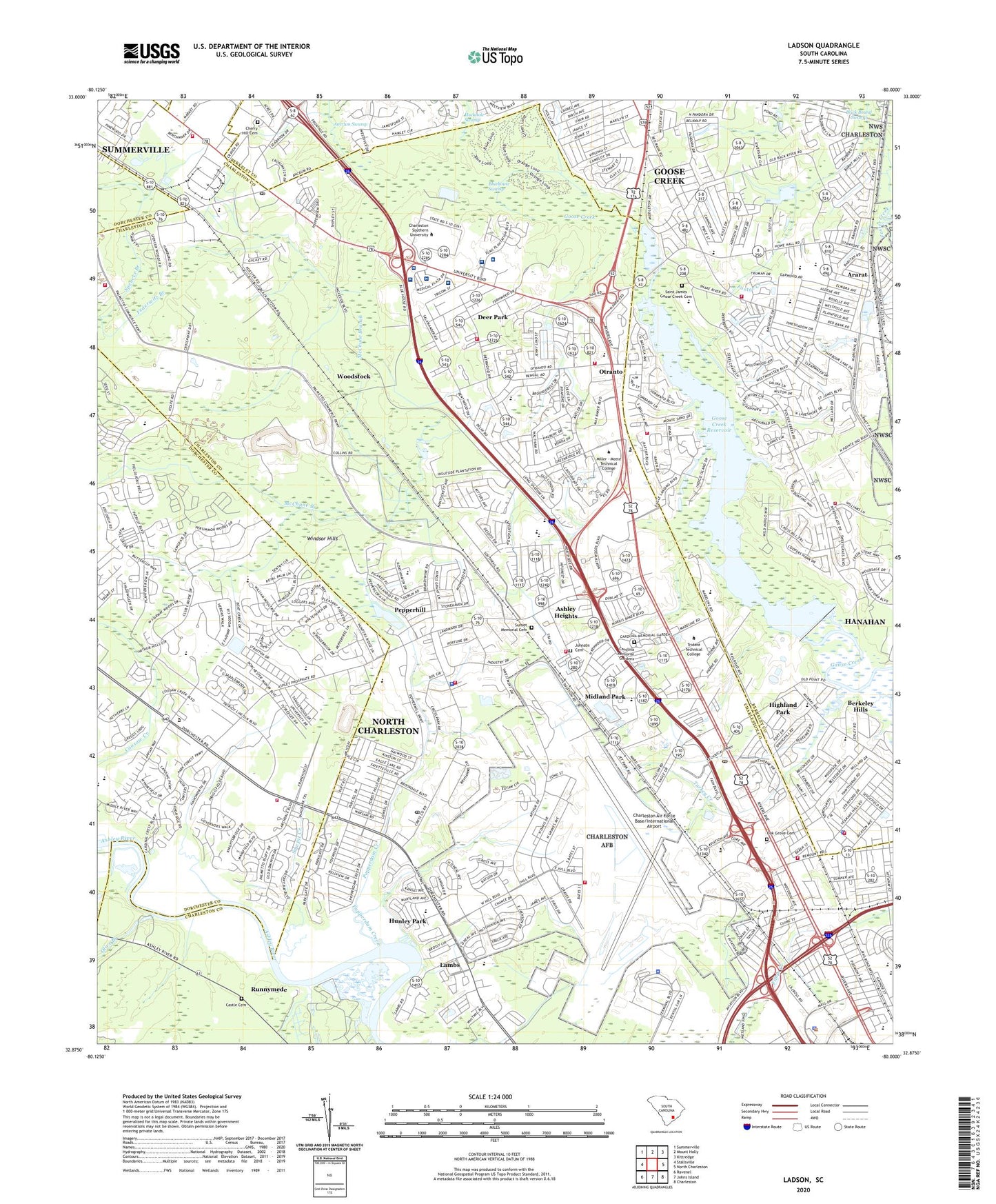 Ladson South Carolina US Topo Map Image