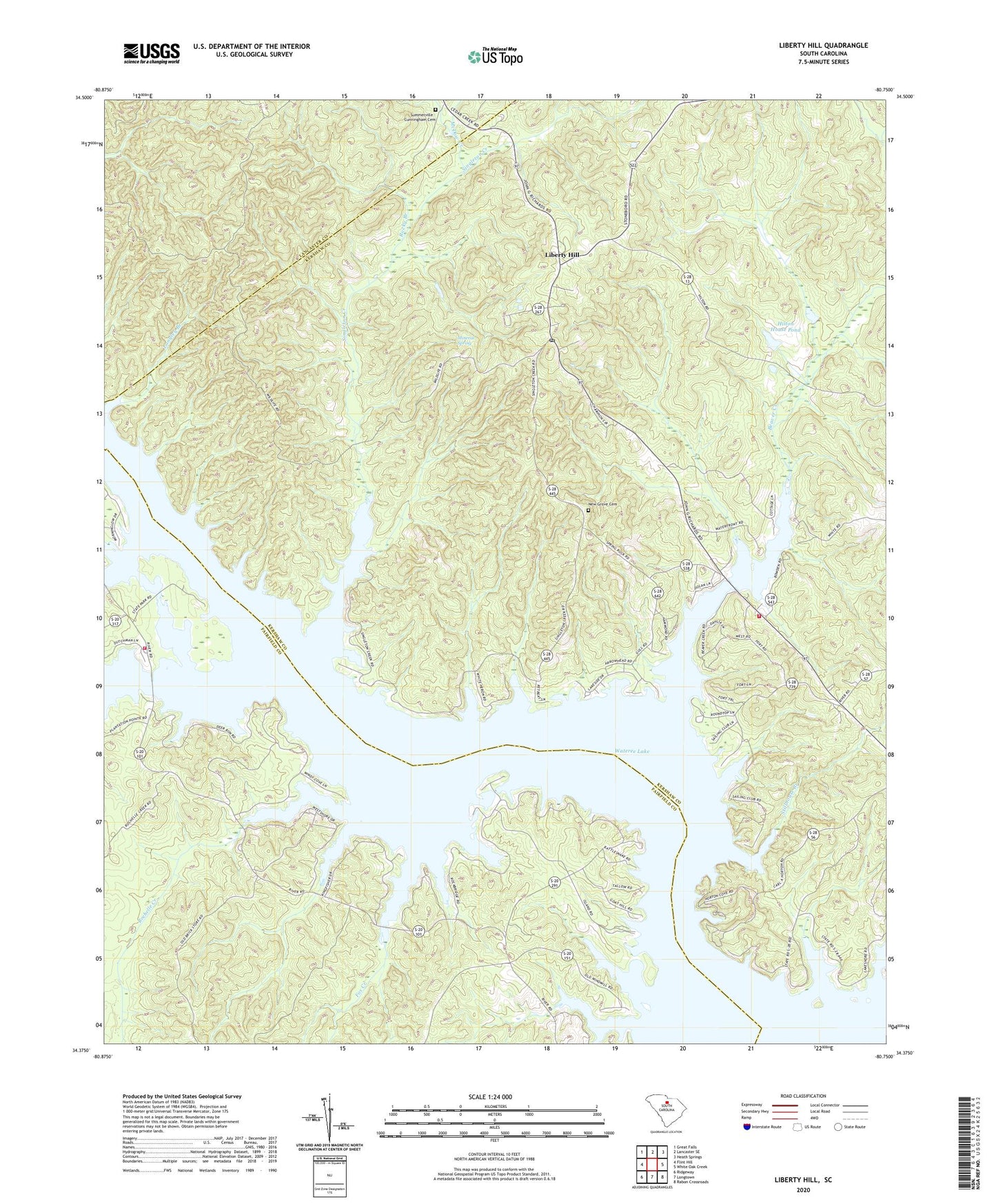 Liberty Hill South Carolina US Topo Map Image