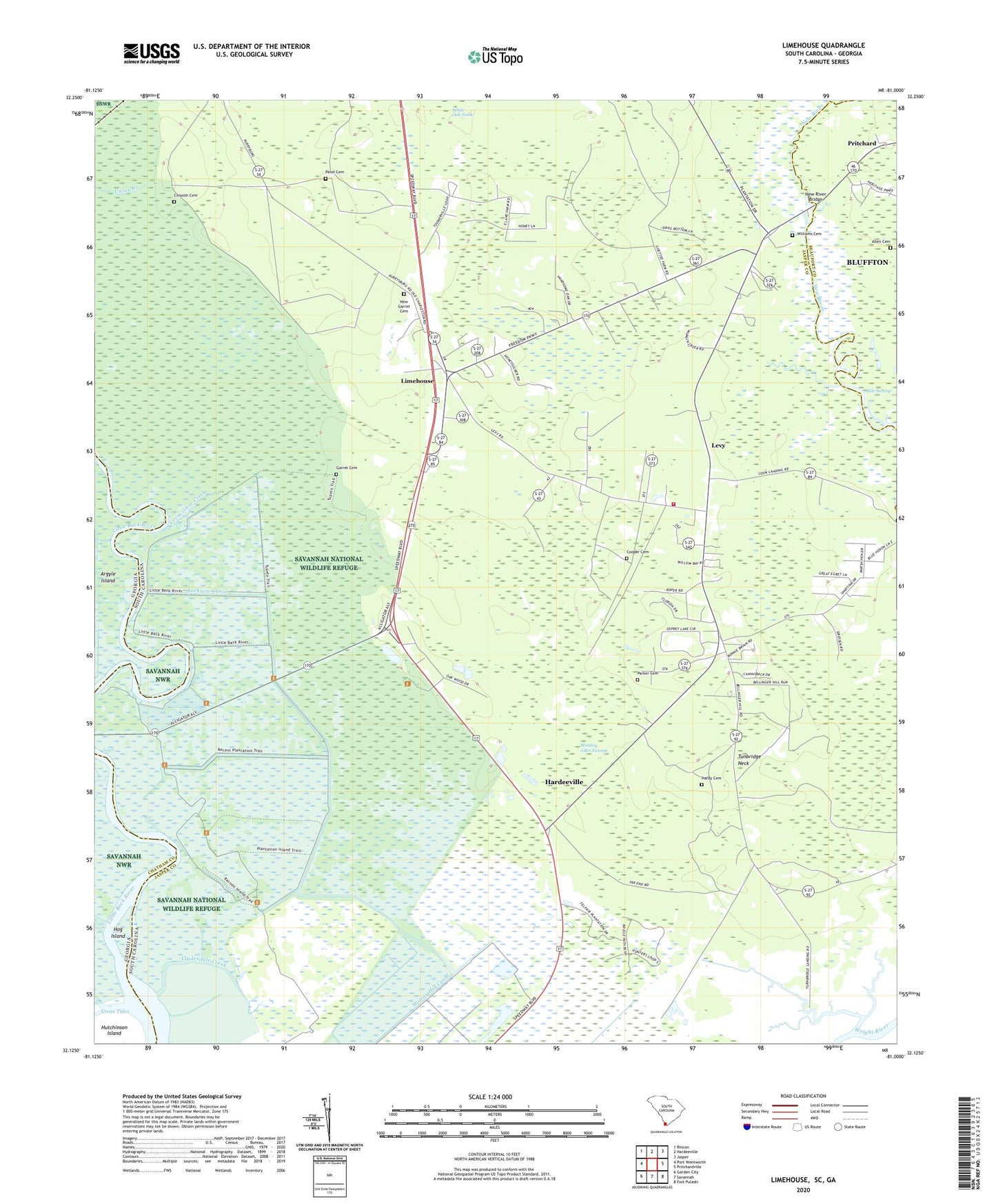 Limehouse South Carolina US Topo Map Image