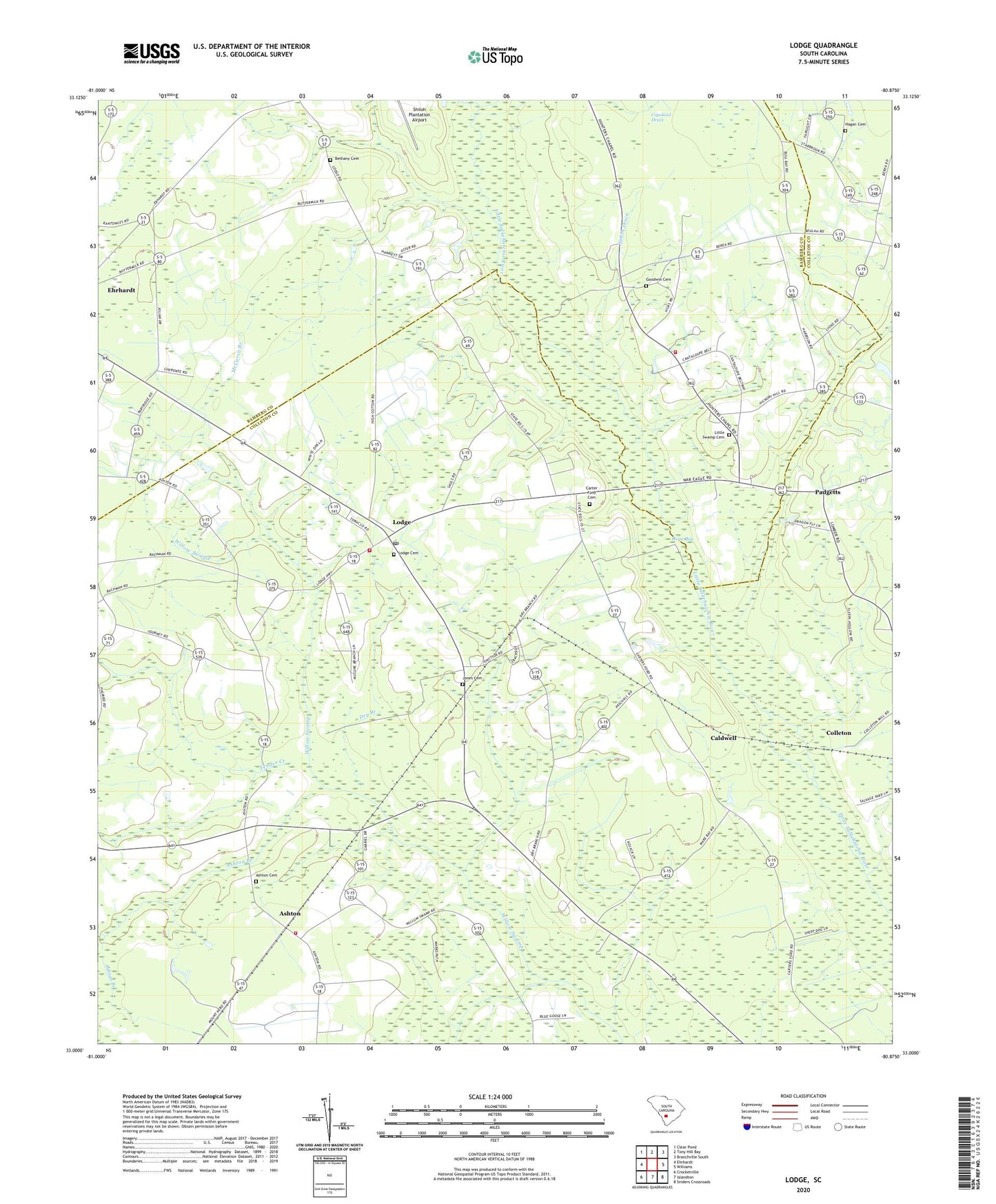 Lodge South Carolina US Topo Map Image