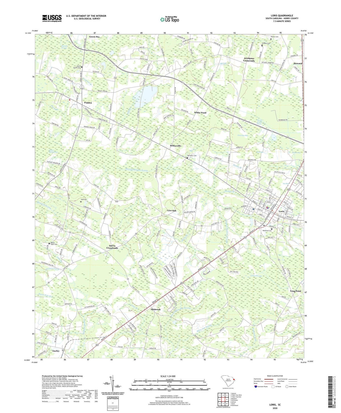 Loris South Carolina US Topo Map Image