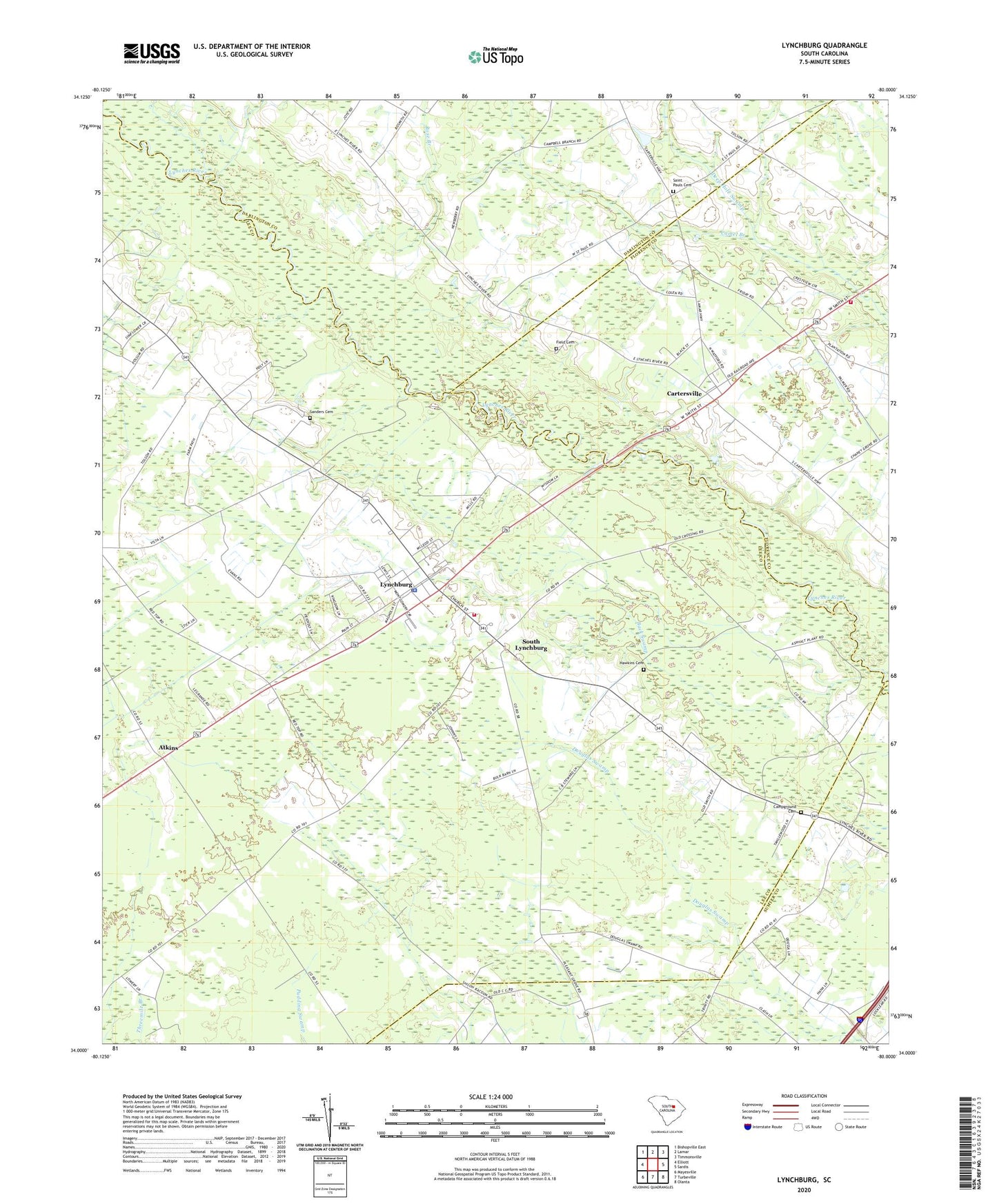 Lynchburg South Carolina US Topo Map Image