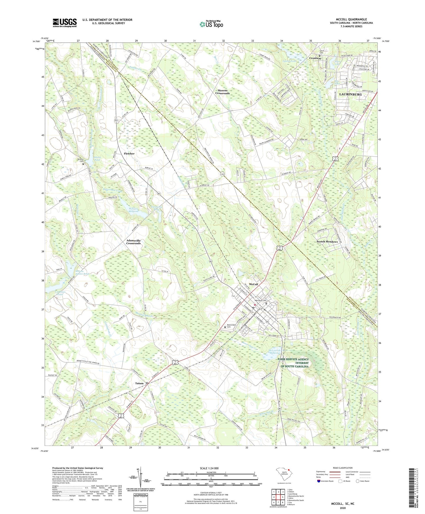 McColl South Carolina US Topo Map Image