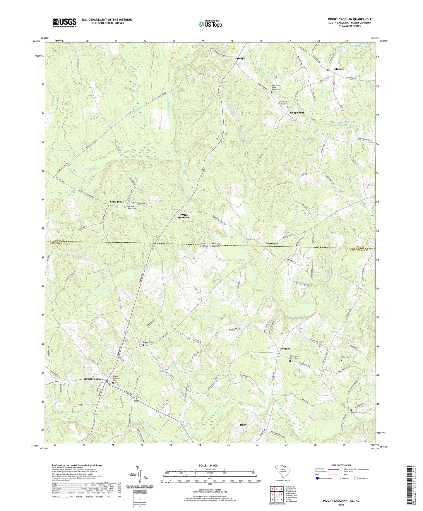 Mount Croghan South Carolina US Topo Map Image